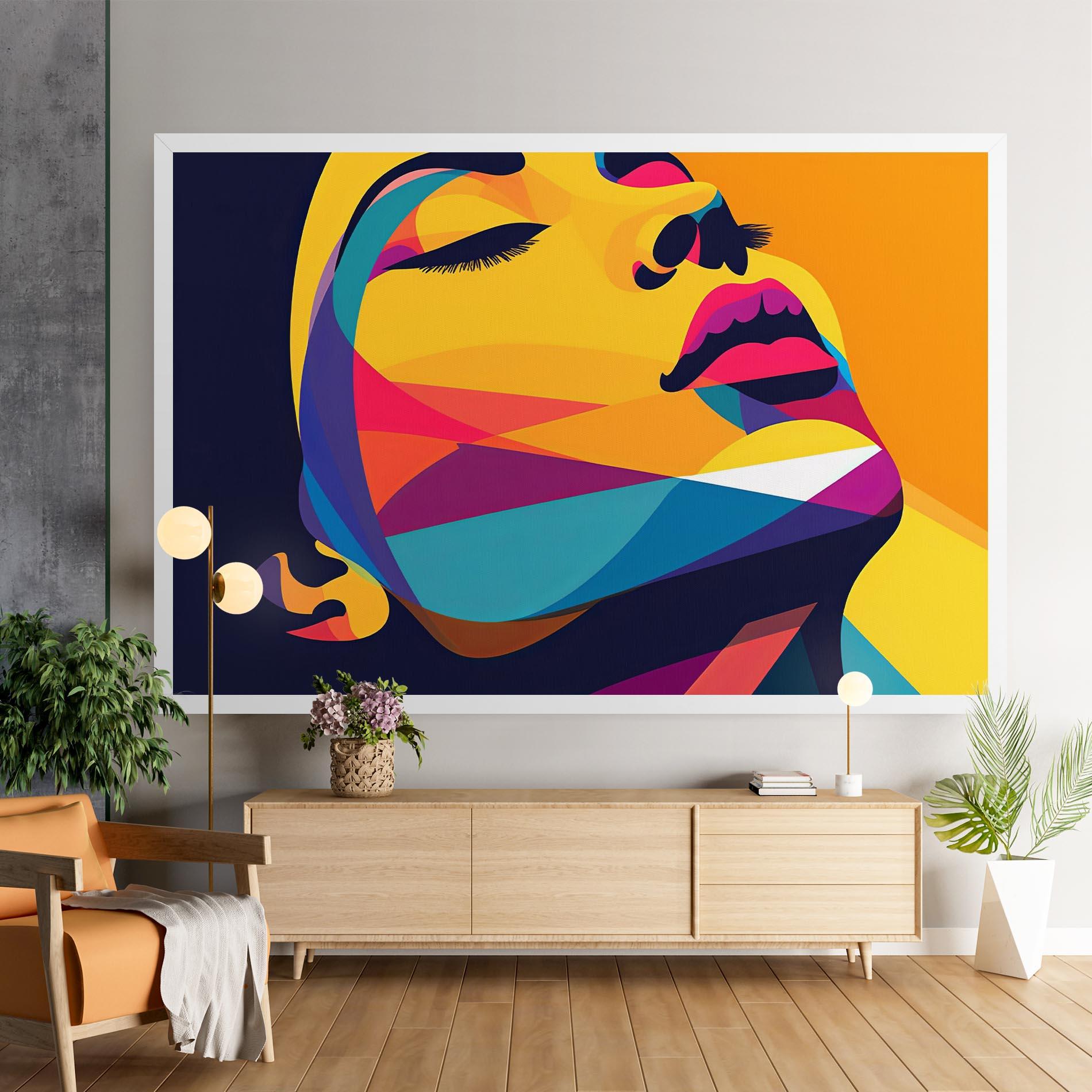 Картина на платно Yellow Pop Face mockup 9