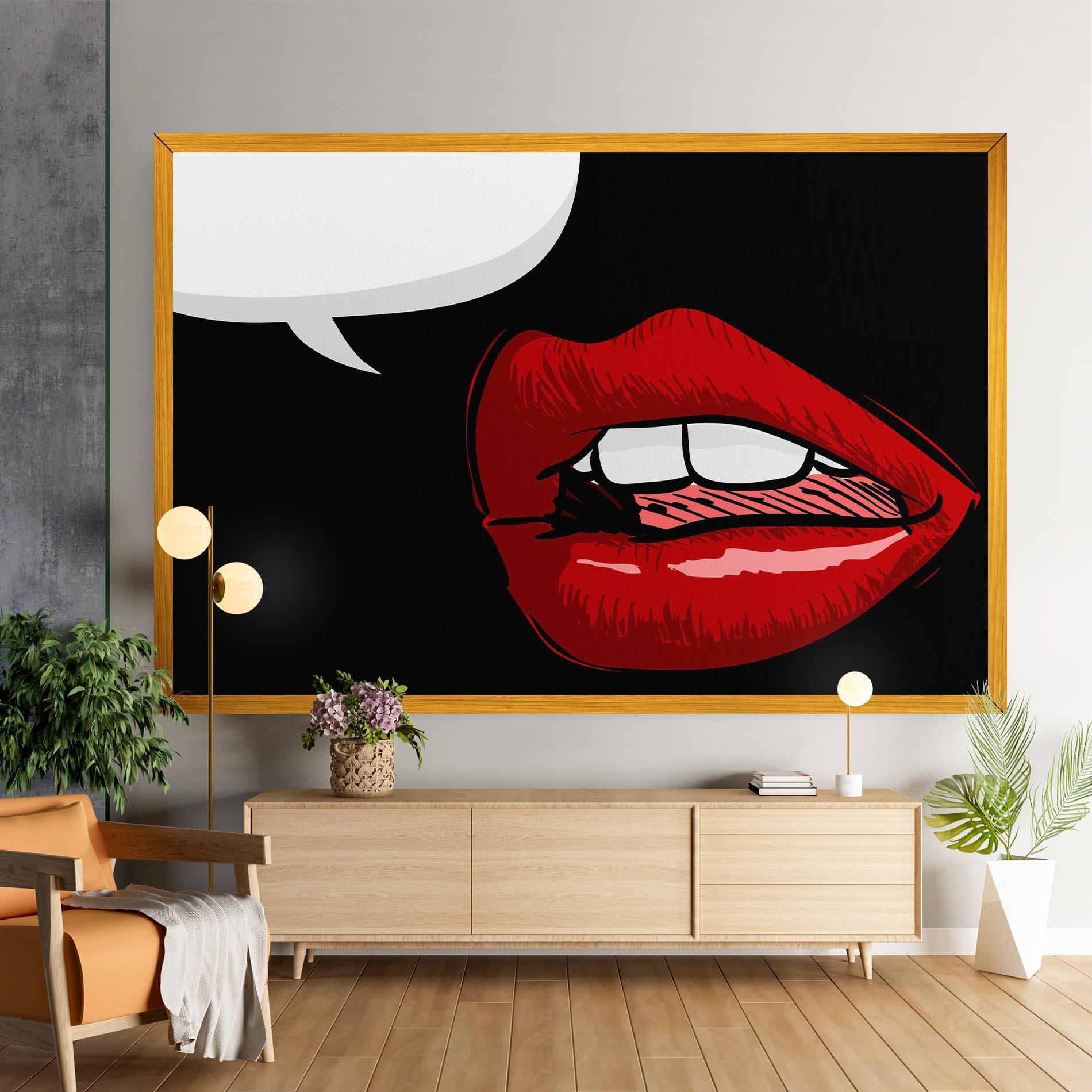 Картина на платно Pop Red Lips mockup 9
