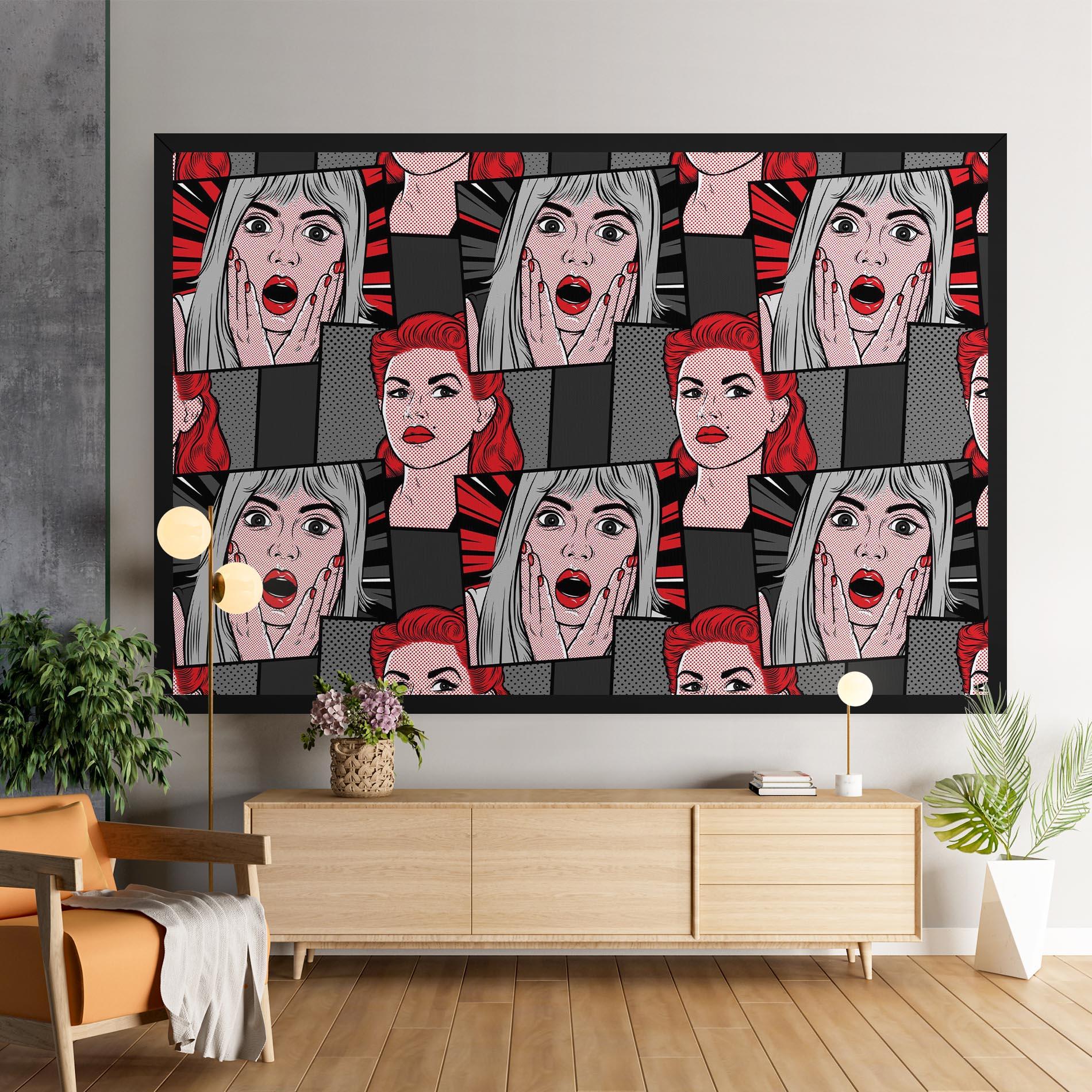 Картина на платно Grey Red Pop Art mockup 9