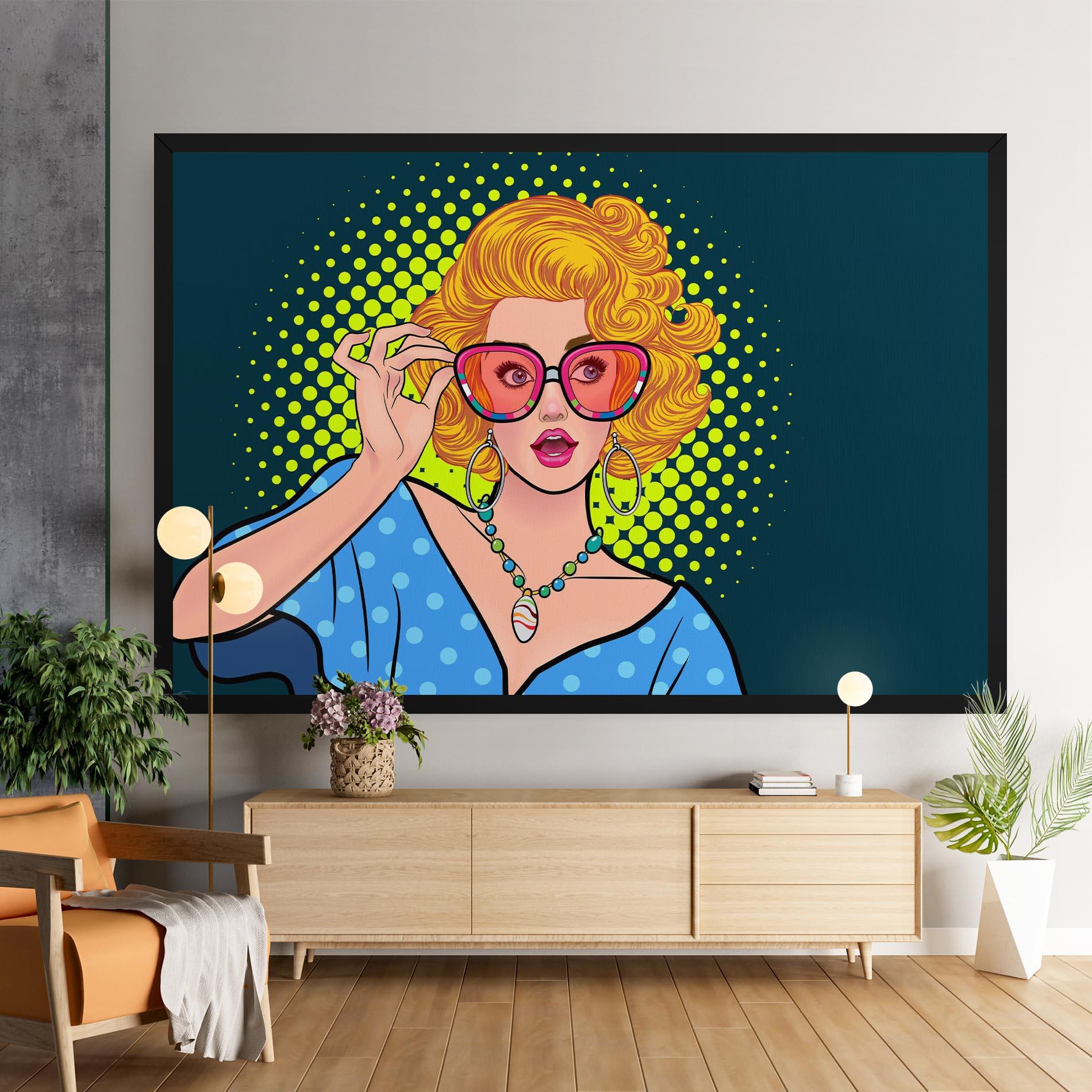 Картина на платно Pop Glasses Lady mockup 9