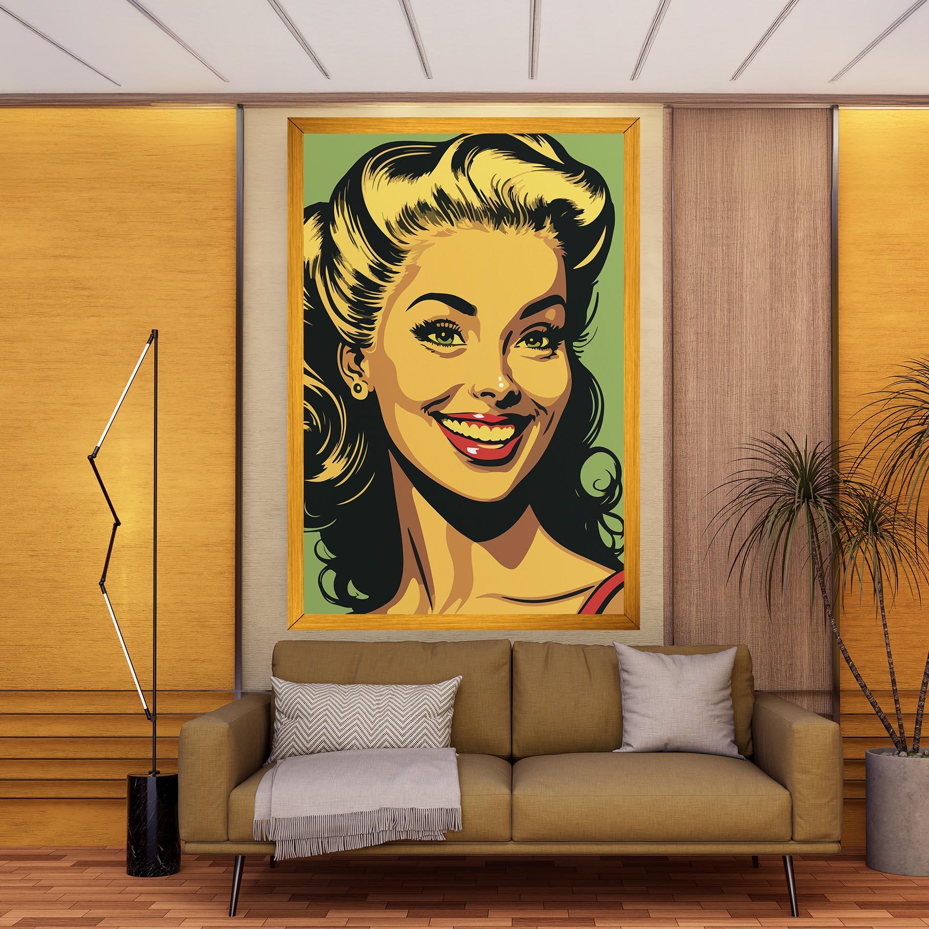 Картина на платно Green Light Pop Lady mockup 9