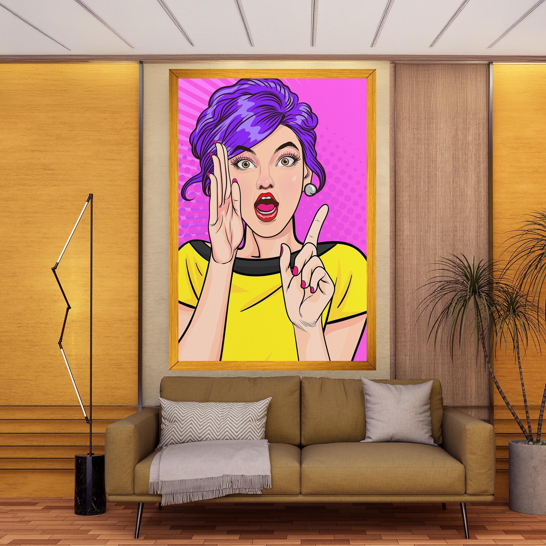 Картина на платно Surprised Pop Woman mockup 9