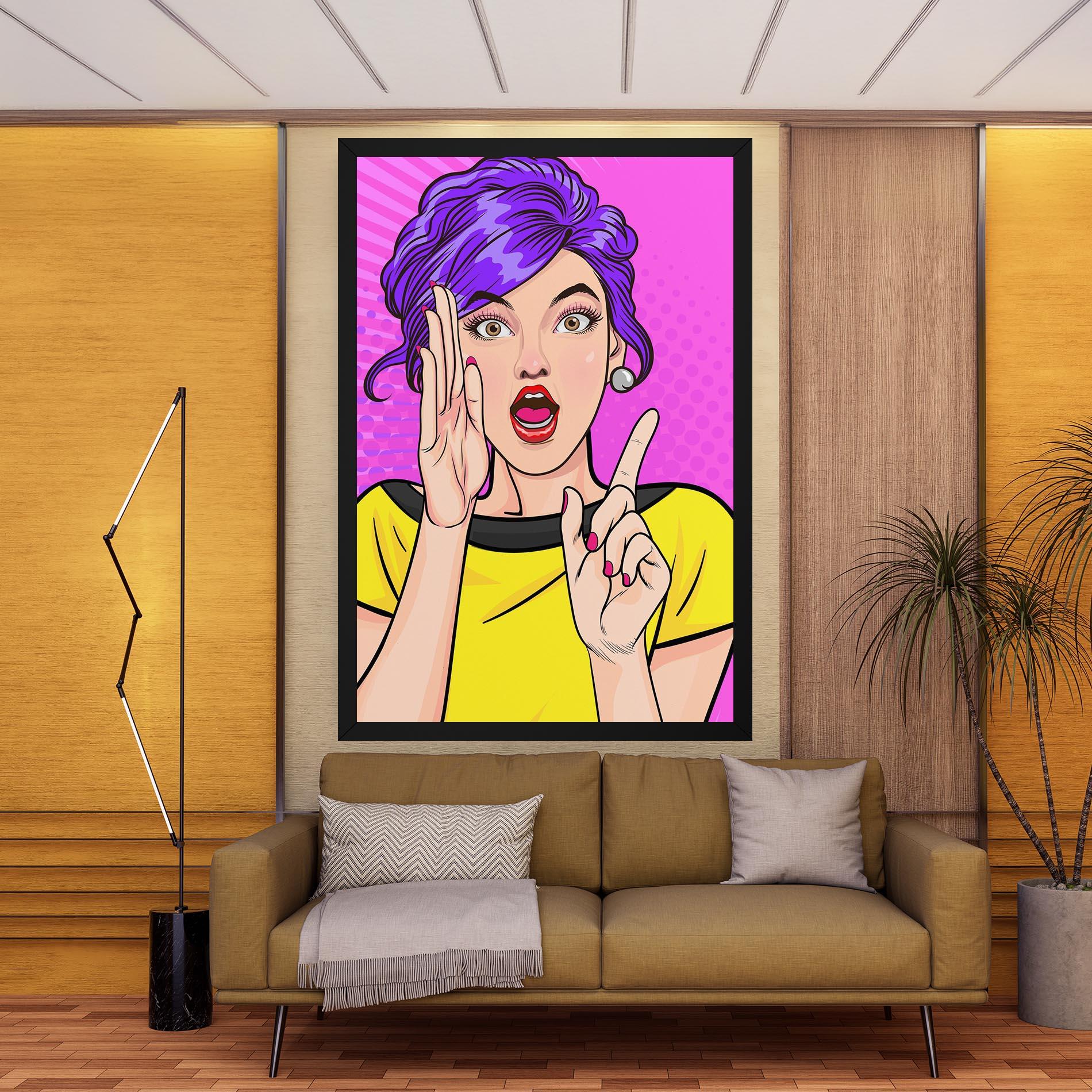 Картина на платно Surprised Pop Woman mockup 9