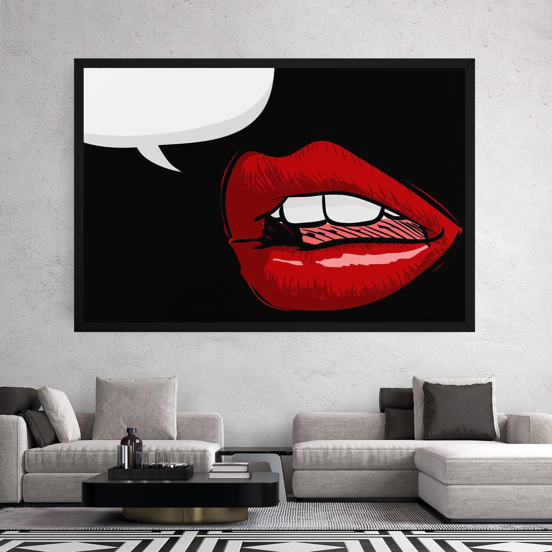 Картина на платно Pop Red Lips mockup 2