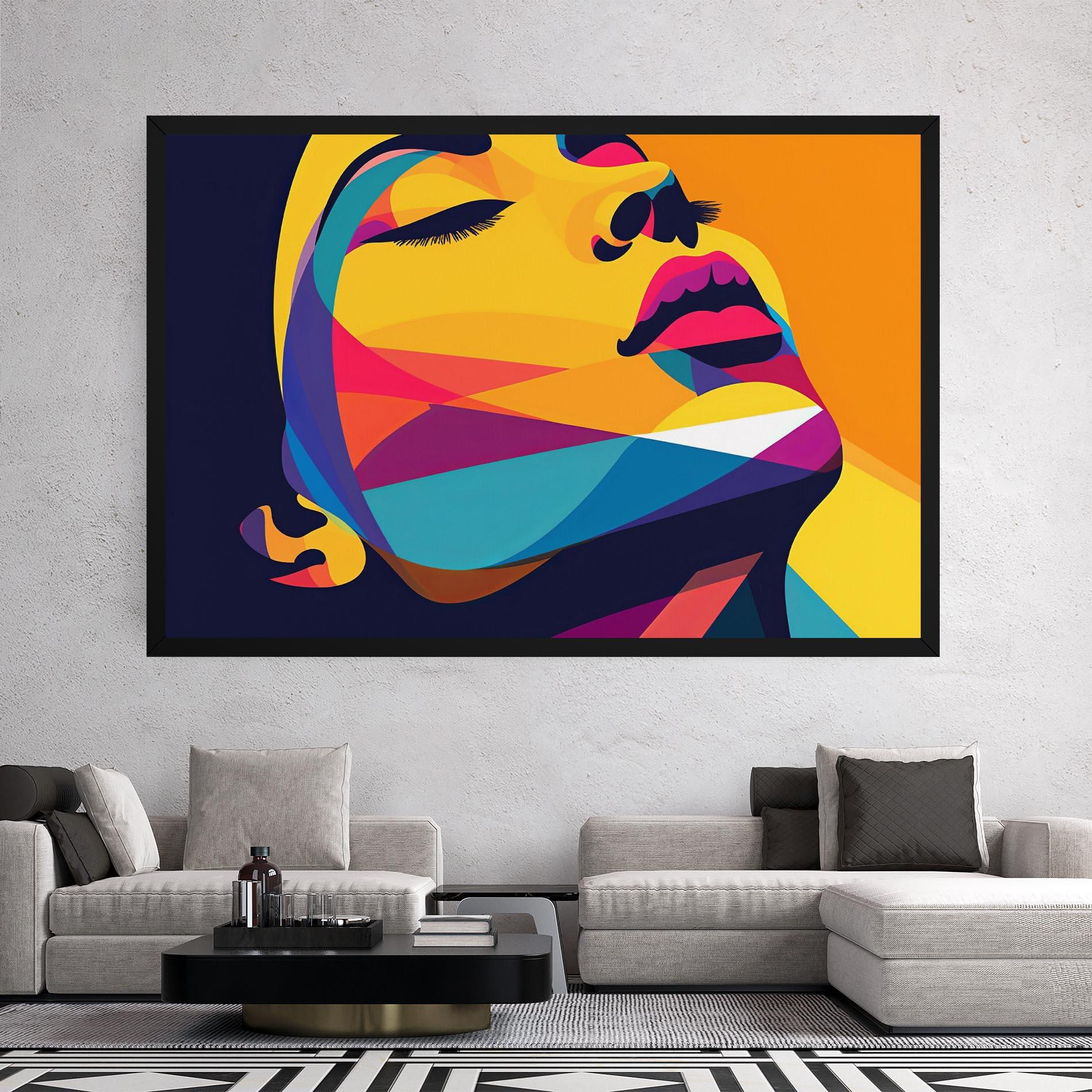 Картина на платно Yellow Pop Face mockup 2