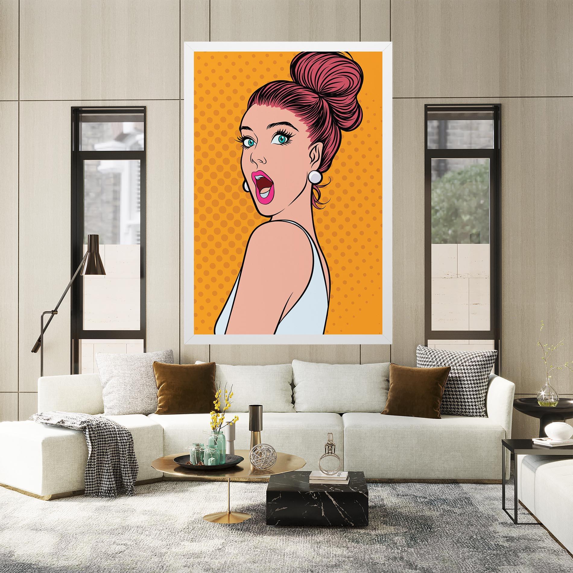 Картина на платно Pop Comic Lady mockup 2