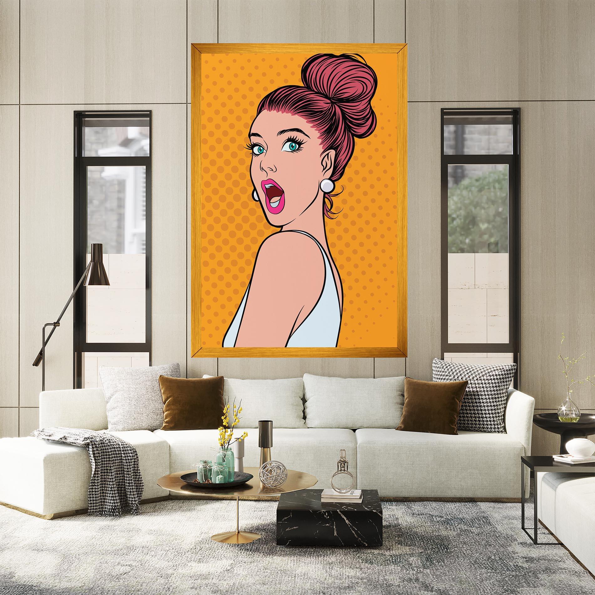 Картина на платно Pop Comic Lady mockup 2