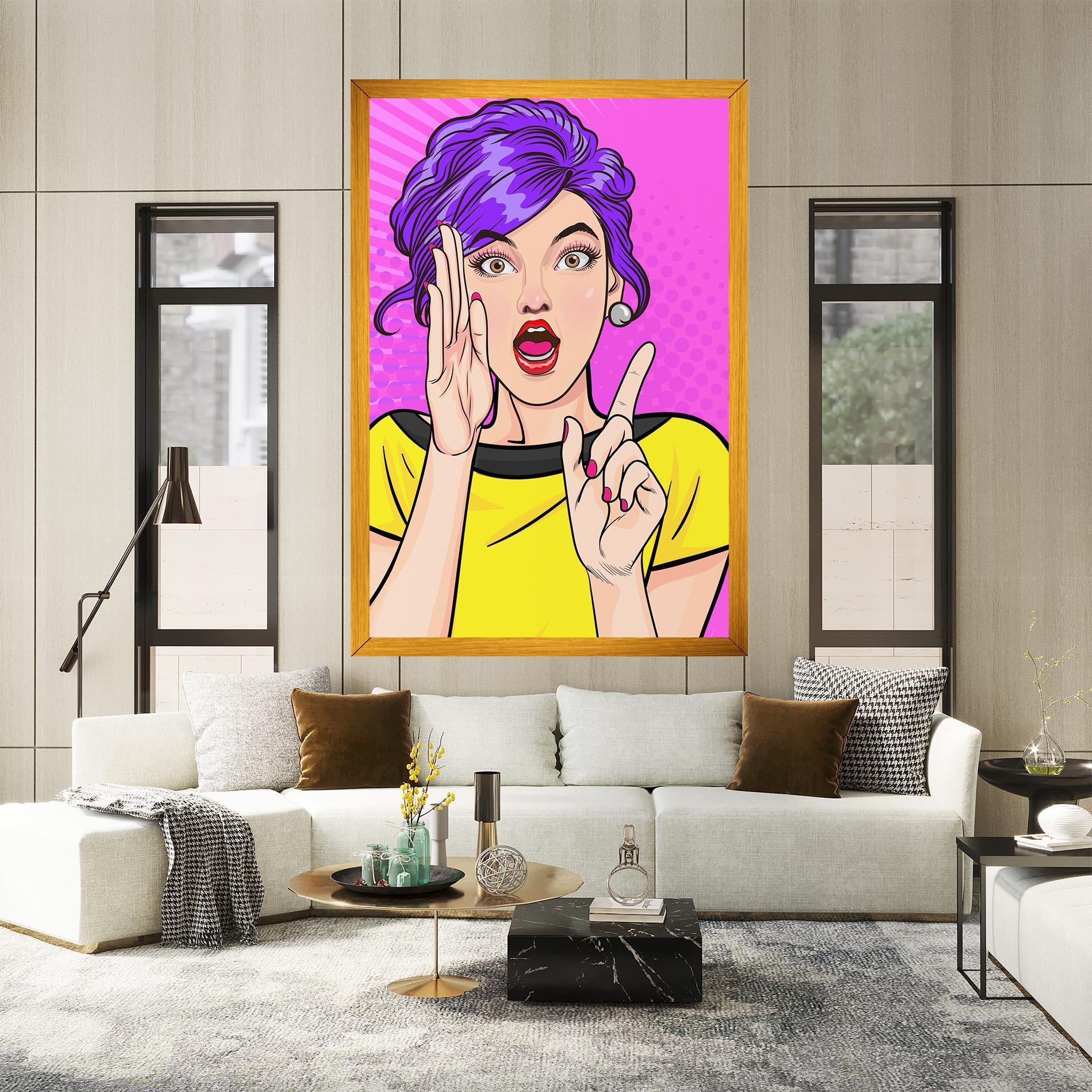 Картина на платно Surprised Pop Woman mockup 2
