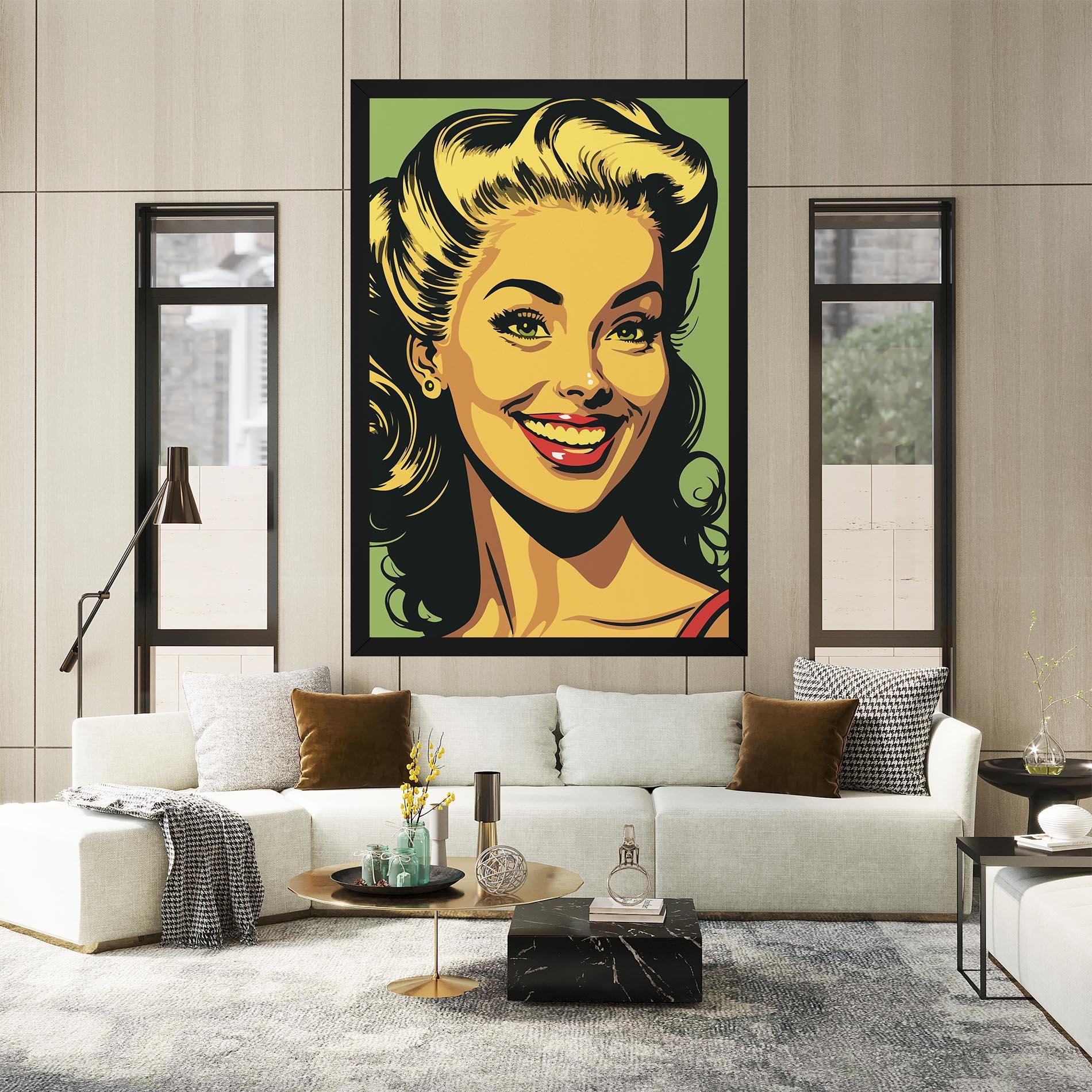 Картина на платно Green Light Pop Lady mockup 2