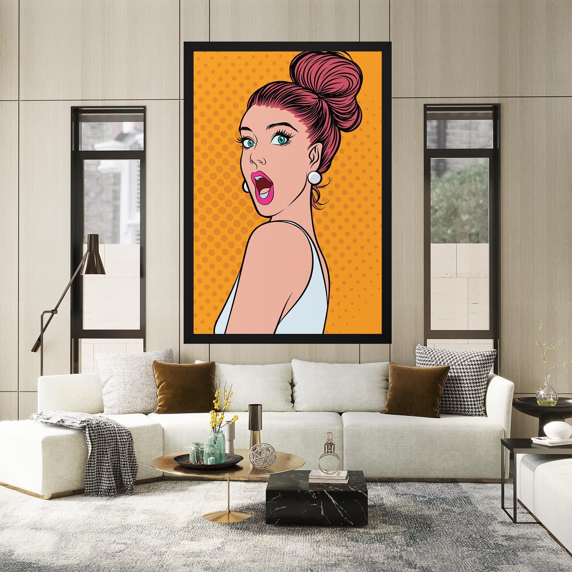 Картина на платно Pop Comic Lady mockup 2