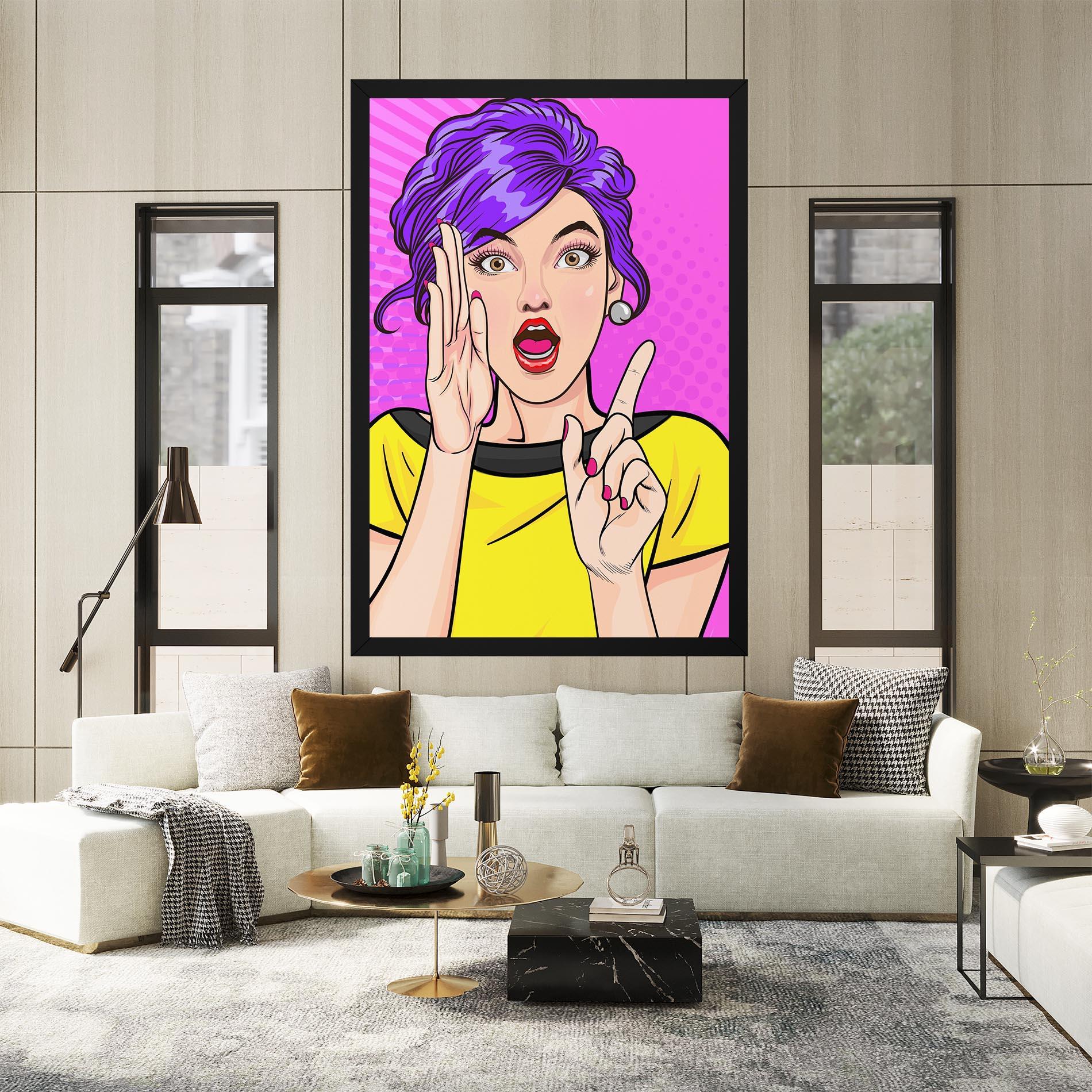Картина на платно Surprised Pop Woman mockup 2
