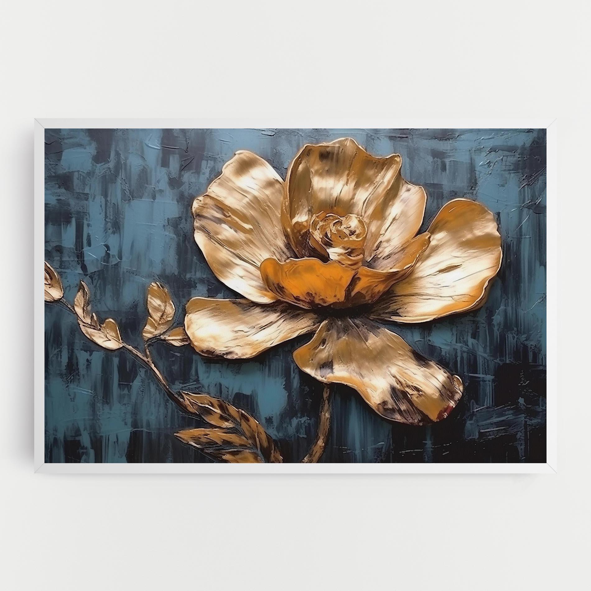 Картина на платно Golden Rose On Blue mockup 0