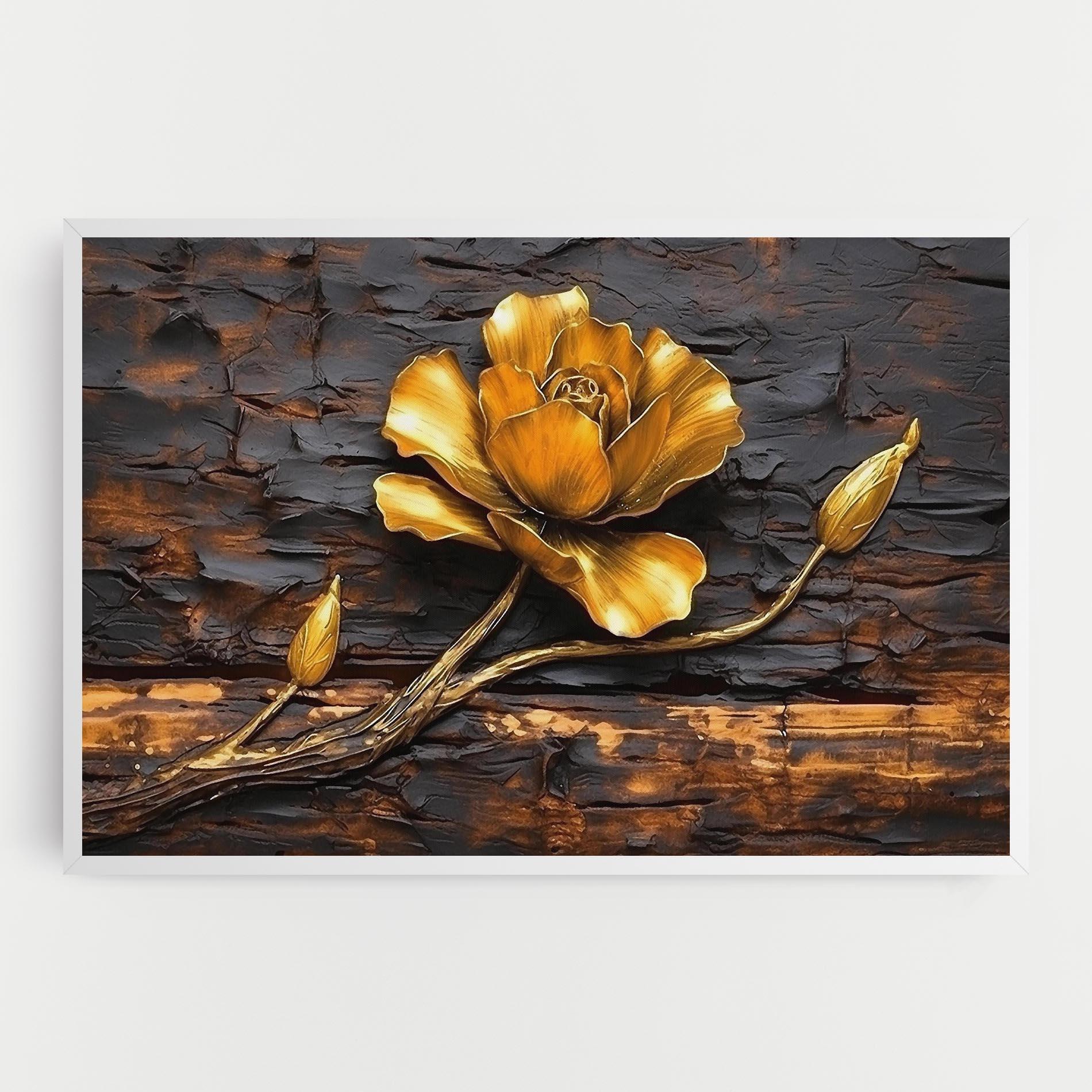 Картина на платно Golden Rose On Wood mockup 0
