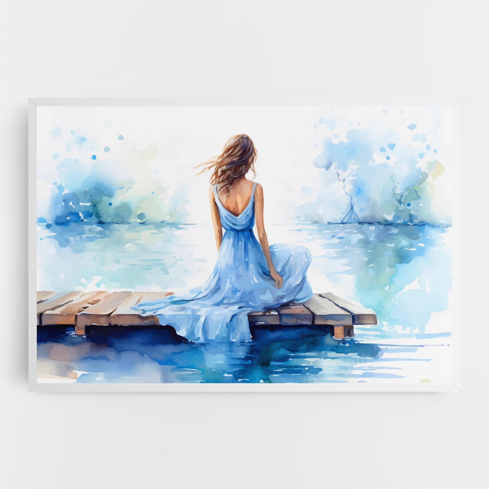 Картина на платно Lake Blue Woman mockup 0