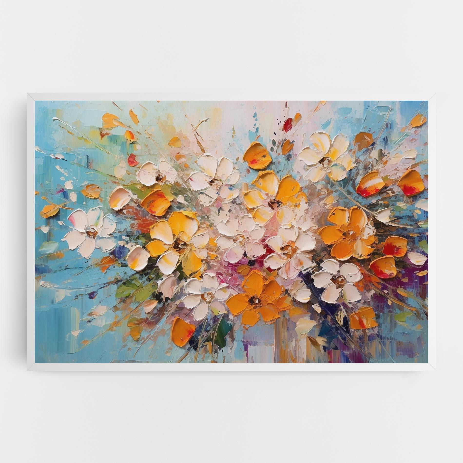 Картина на платно Pretty Flowers On Blue mockup 0