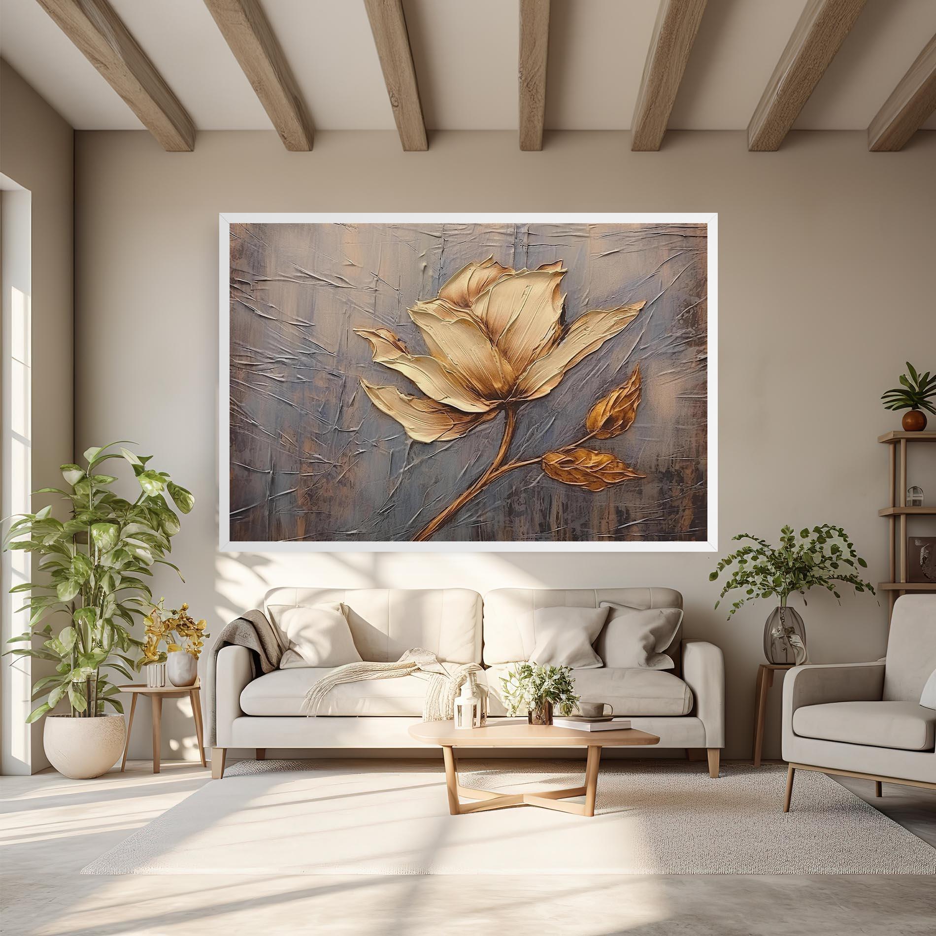 Картина на платно Cream Rose On Blue mockup 6