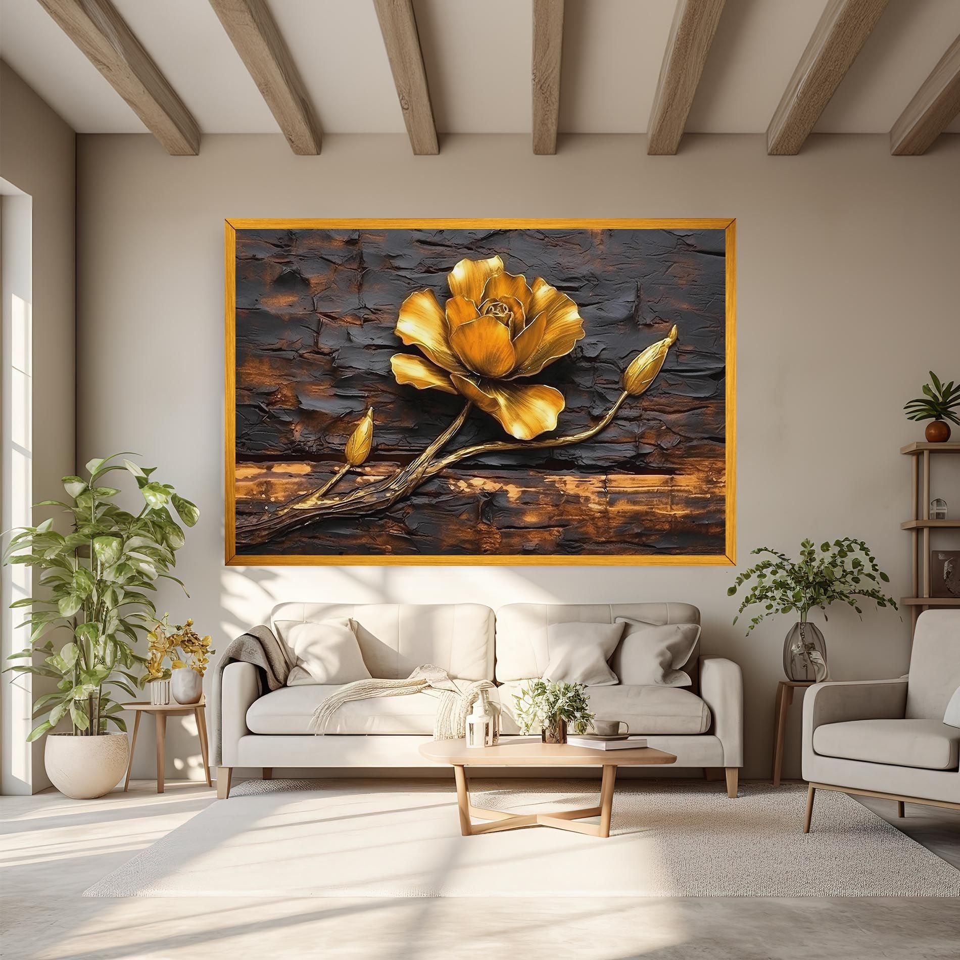 Golden Rose On Wood mockup 6