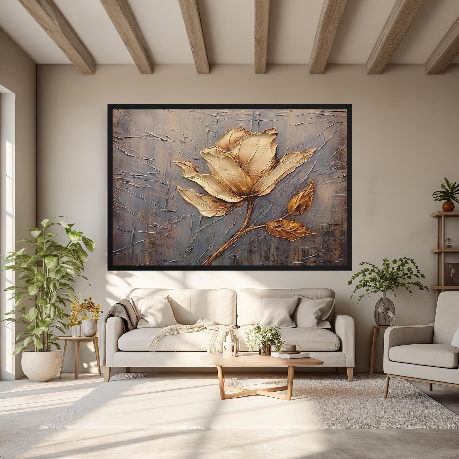 Картина на платно Cream Rose On Blue mockup 6