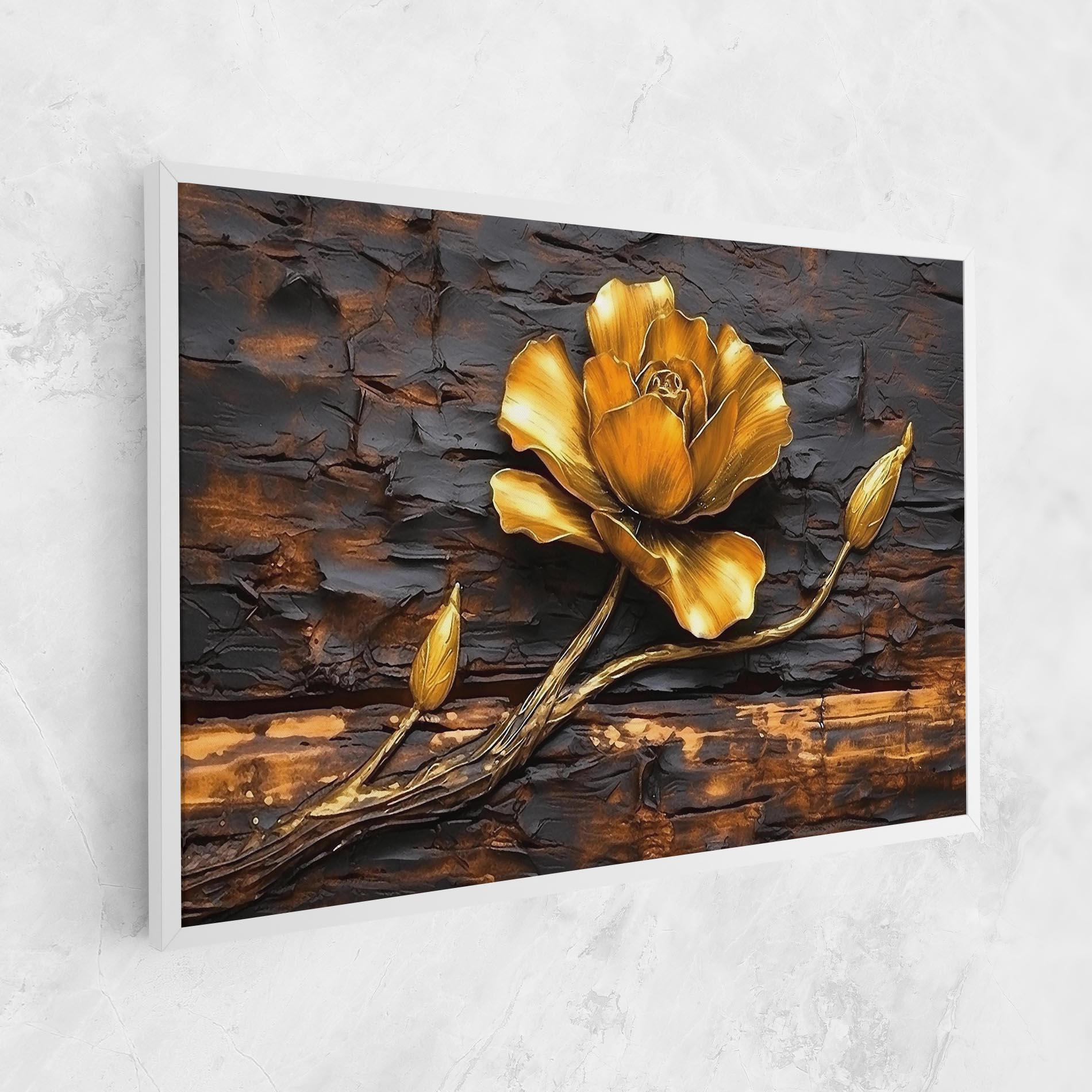 Картина на платно Golden Rose On Wood mockup 1