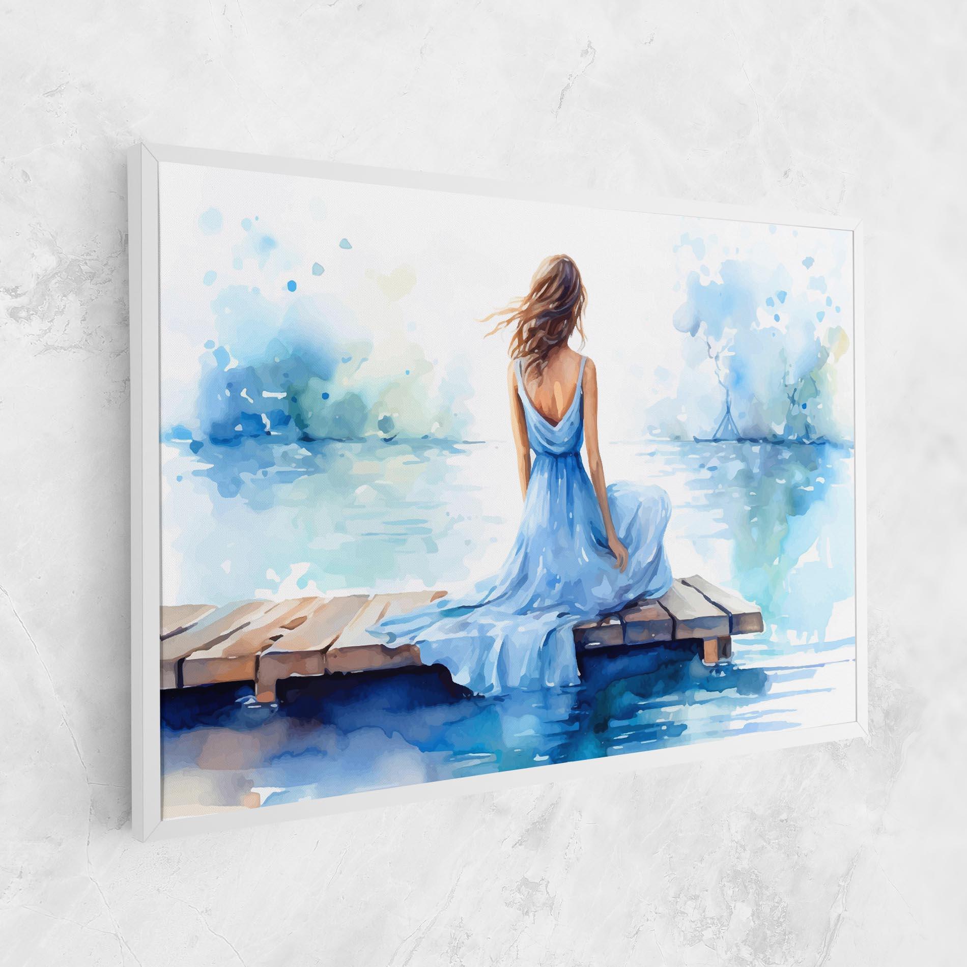 Картина на платно Lake Blue Woman mockup 1