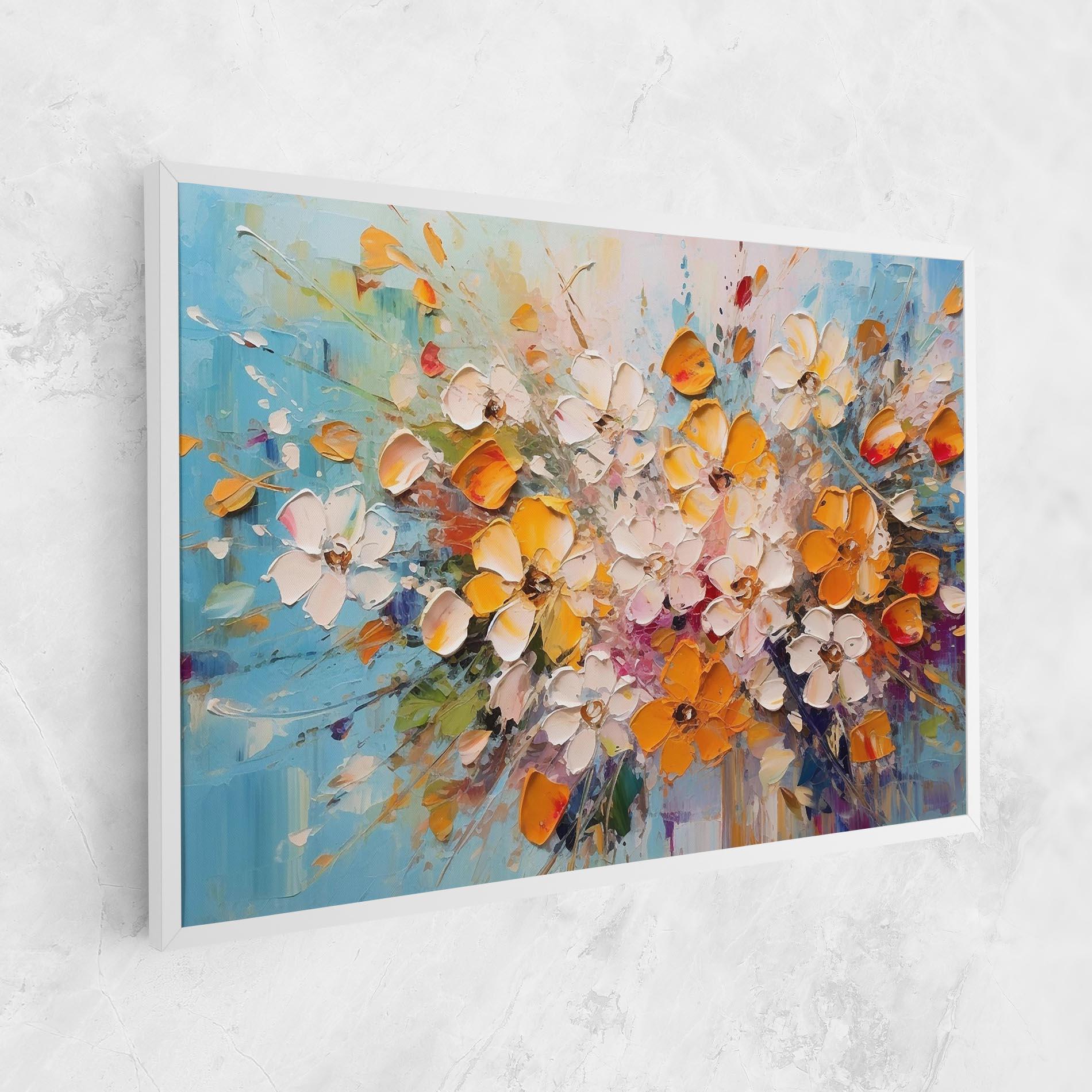 Картина на платно Pretty Flowers On Blue mockup 1