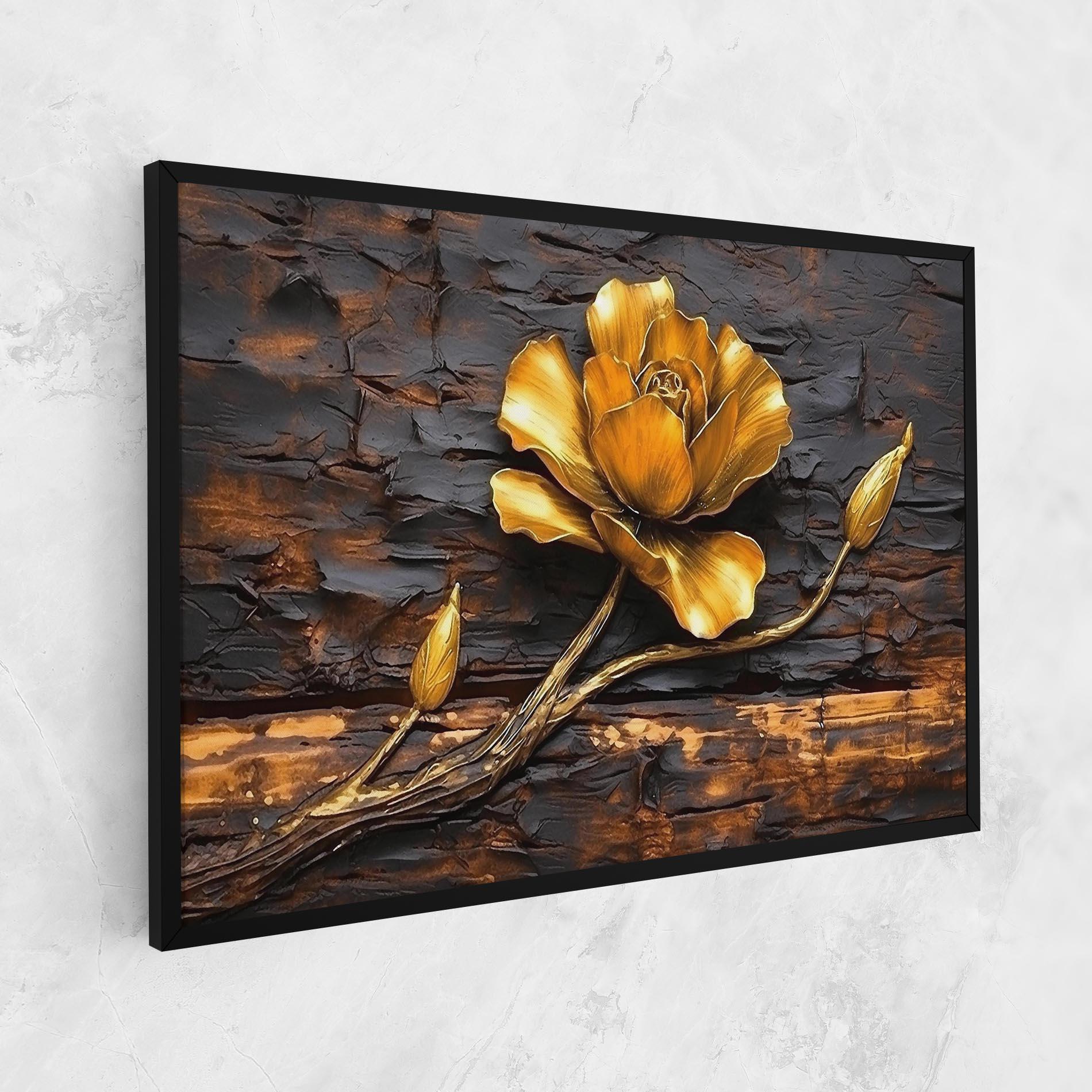 Картина на платно Golden Rose On Wood mockup 1