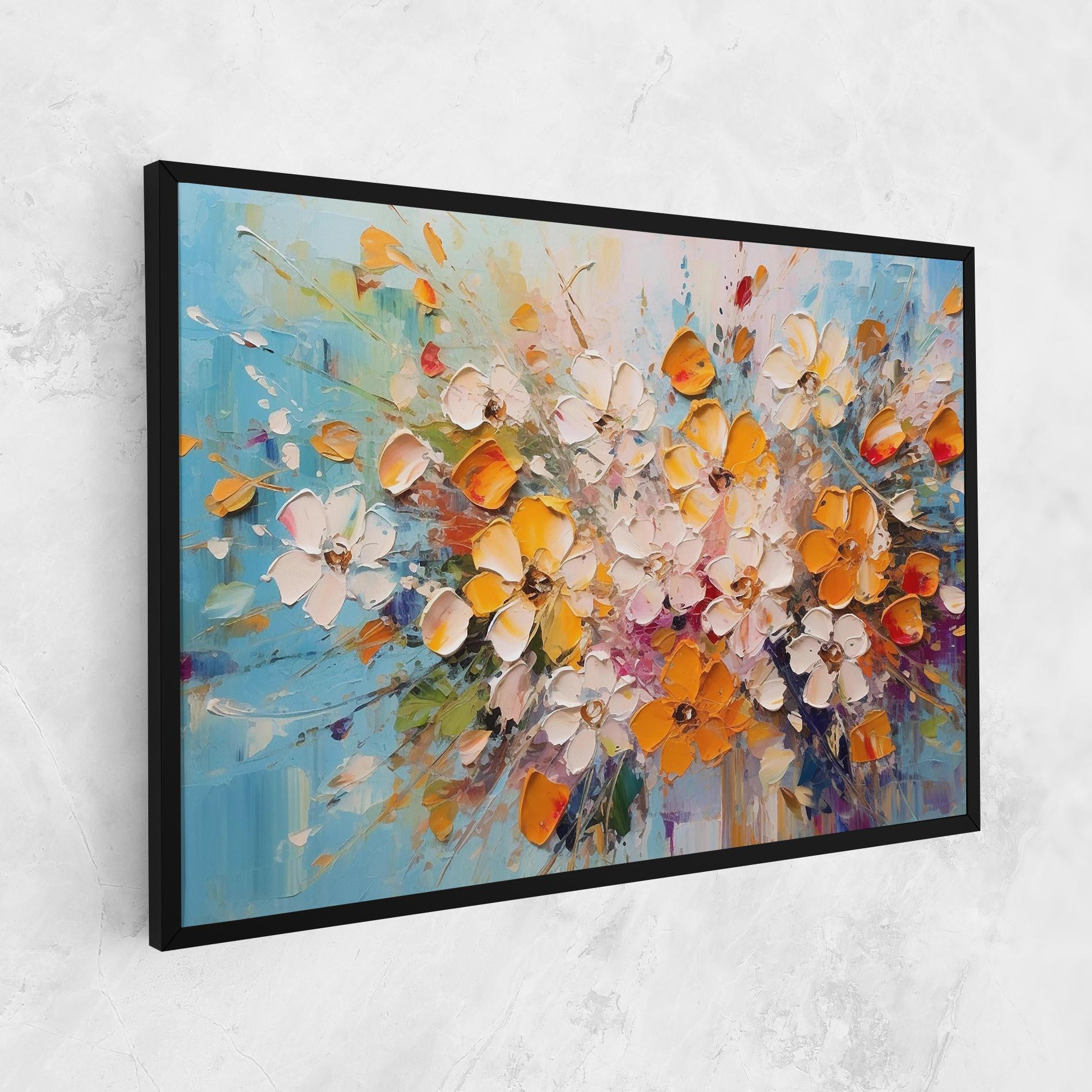 Картина на платно Pretty Flowers On Blue mockup 1