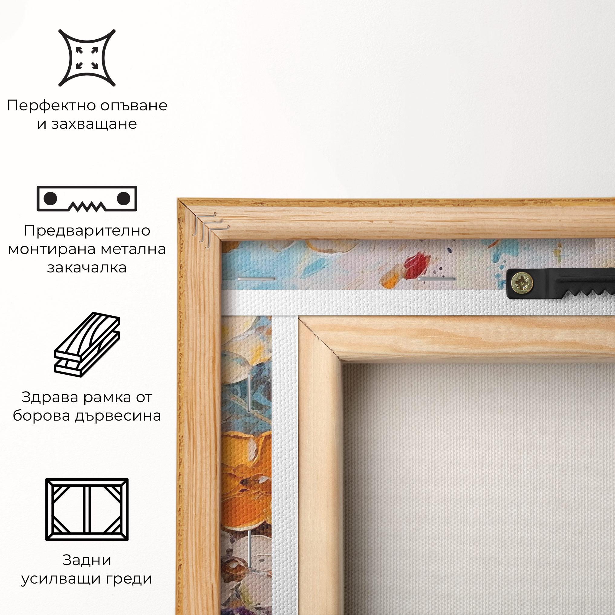 Картина на платно Pretty Flowers On Blue mockup 5