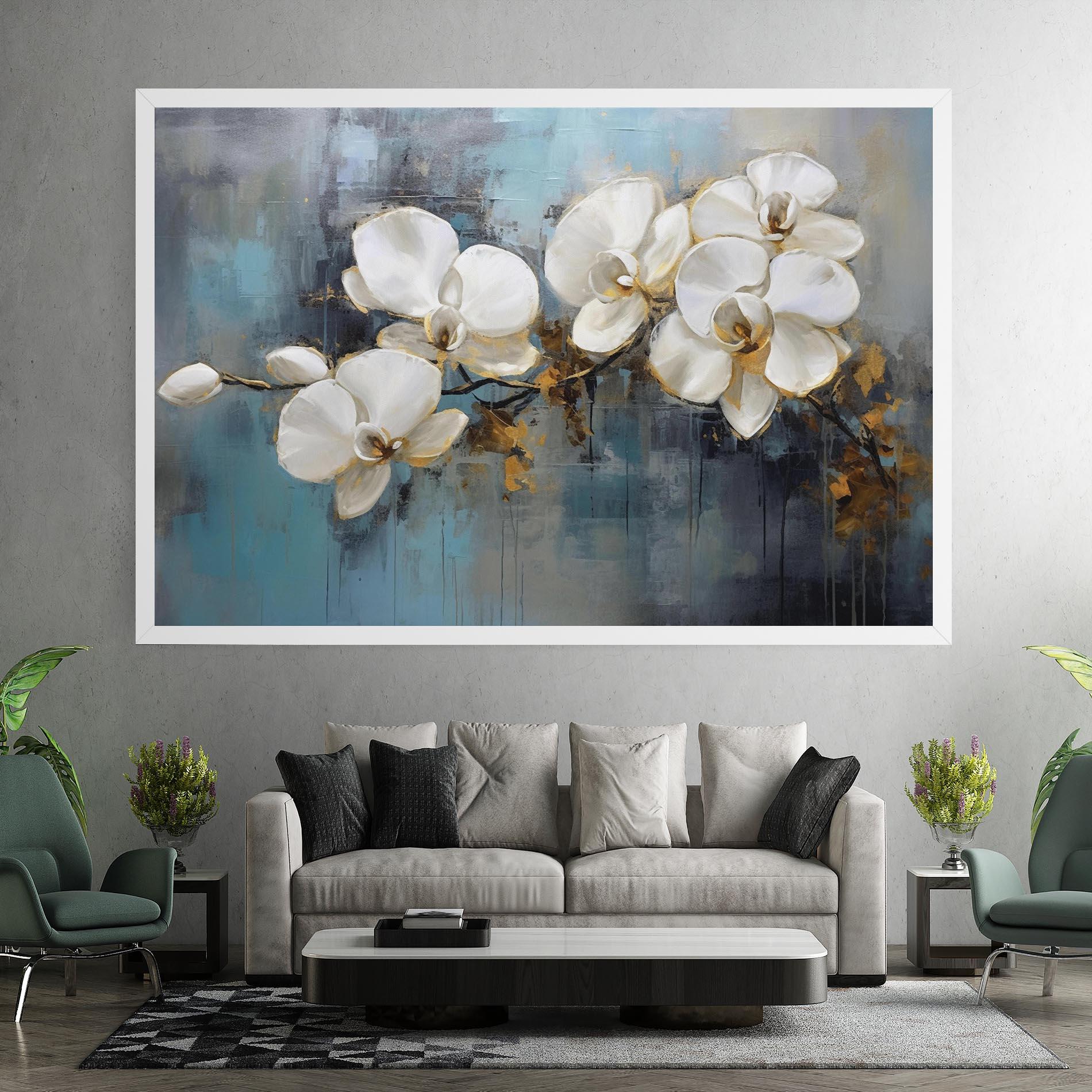 Картина на платно White Orchids Painting mockup 7
