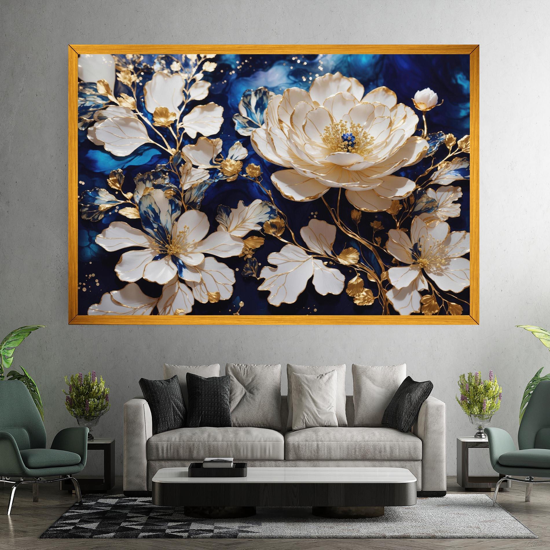 Картина на платно Beautiful Golden White Rose mockup 7