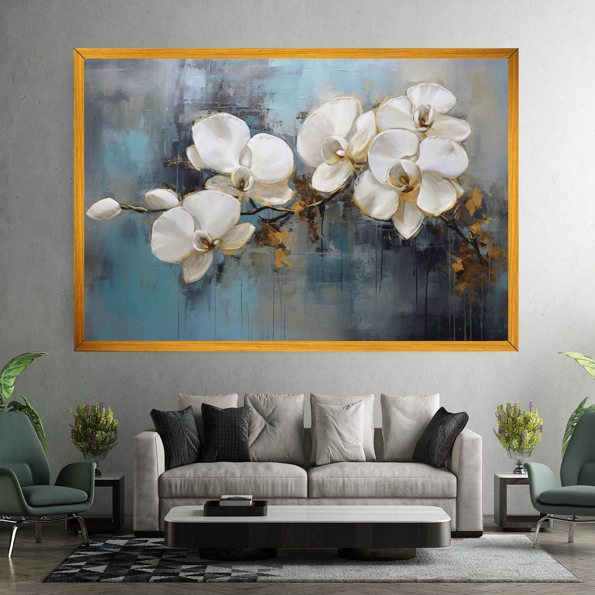 Картина на платно White Orchids Painting mockup 7