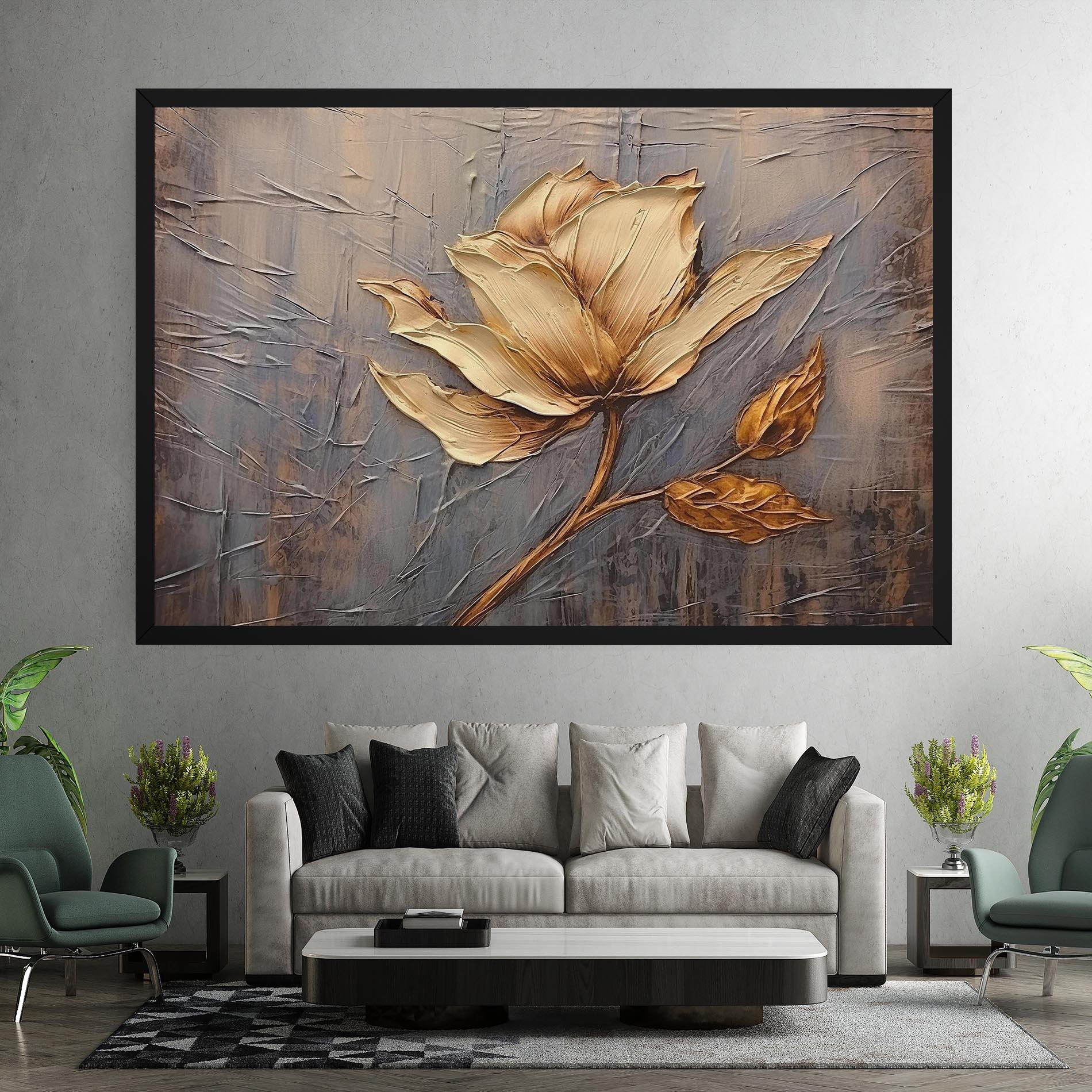 Картина на платно Cream Rose On Blue mockup 7