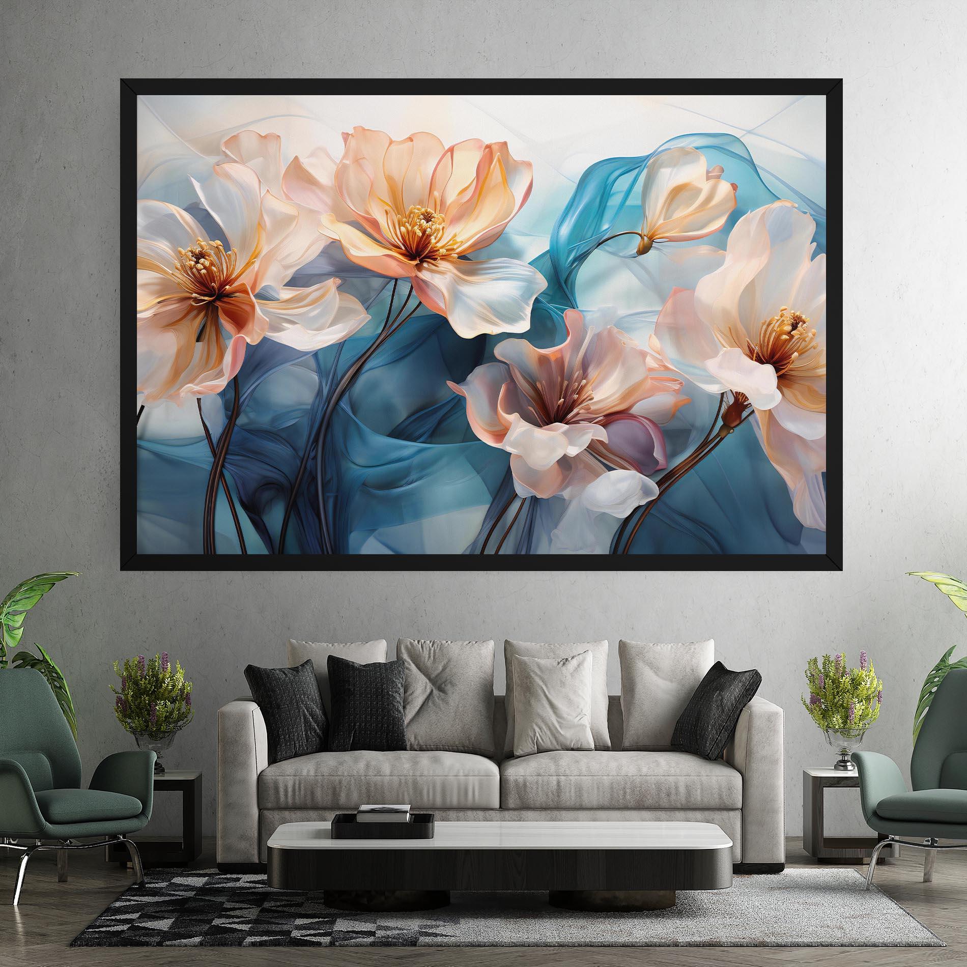 Картина на платно Pink Flowers Floating mockup 7