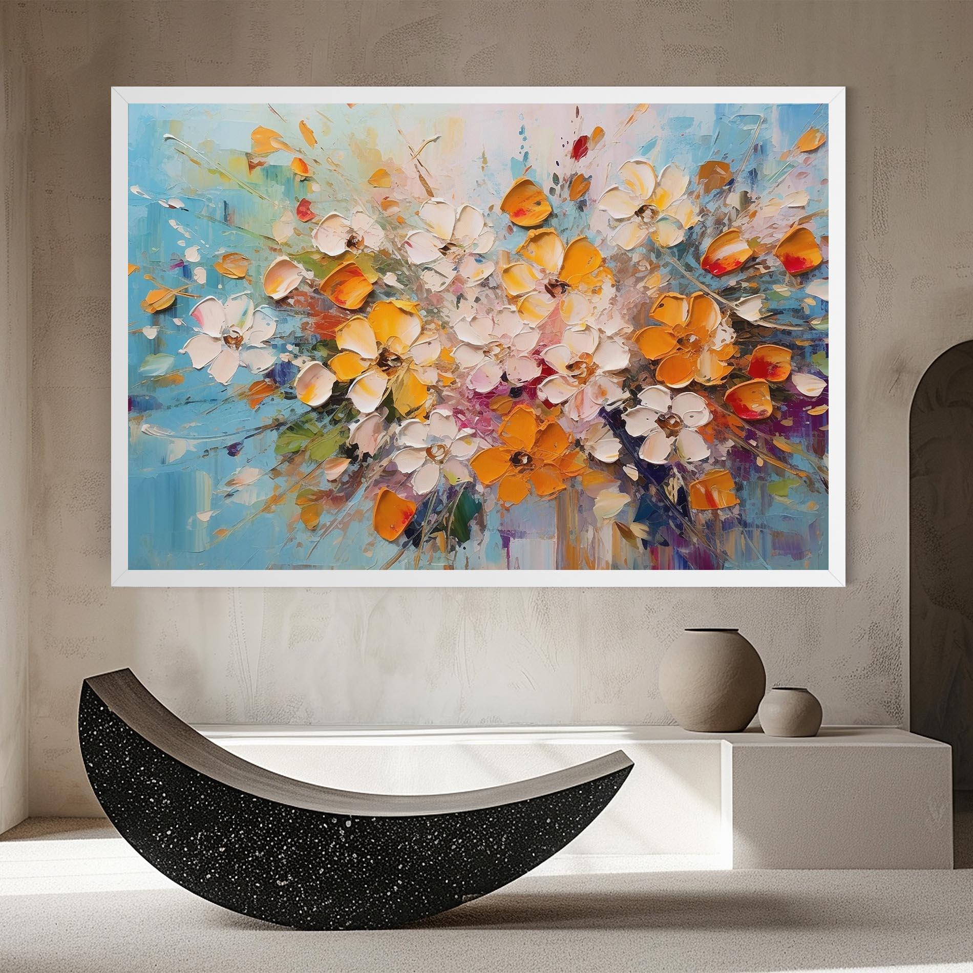 Картина на платно Pretty Flowers On Blue mockup 8