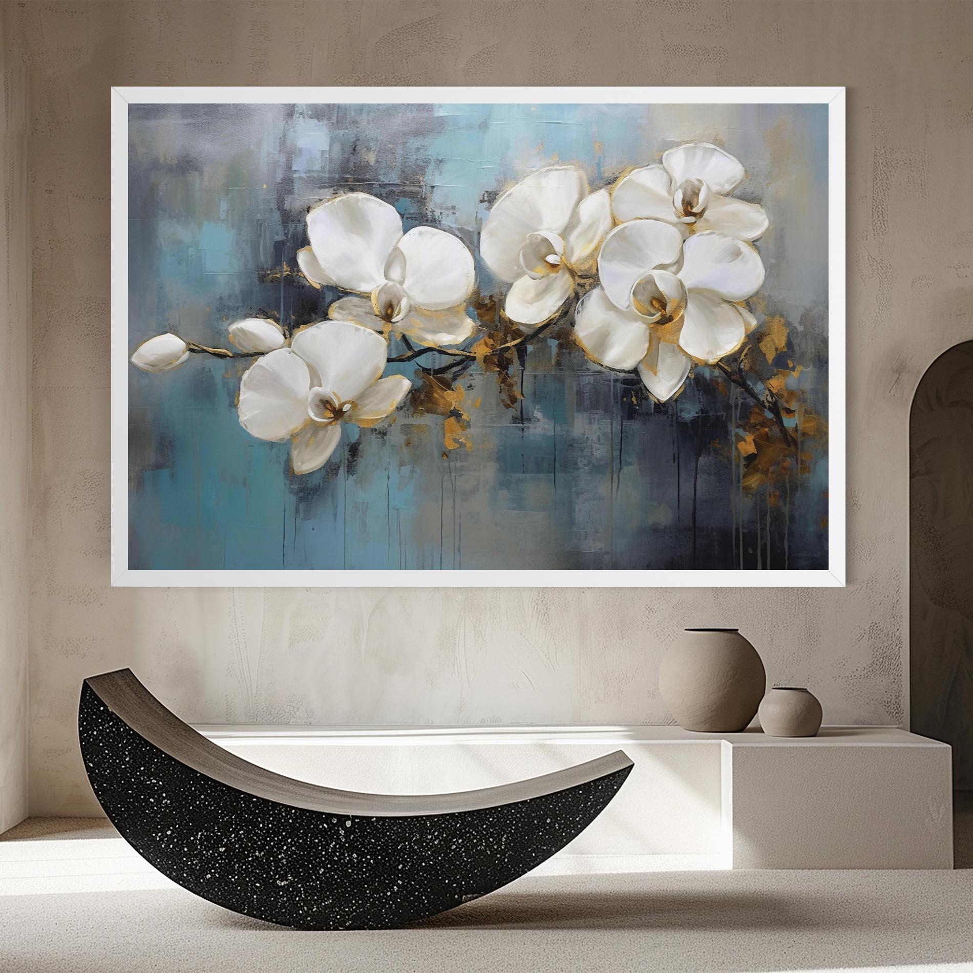 Картина на платно White Orchids Painting mockup 8