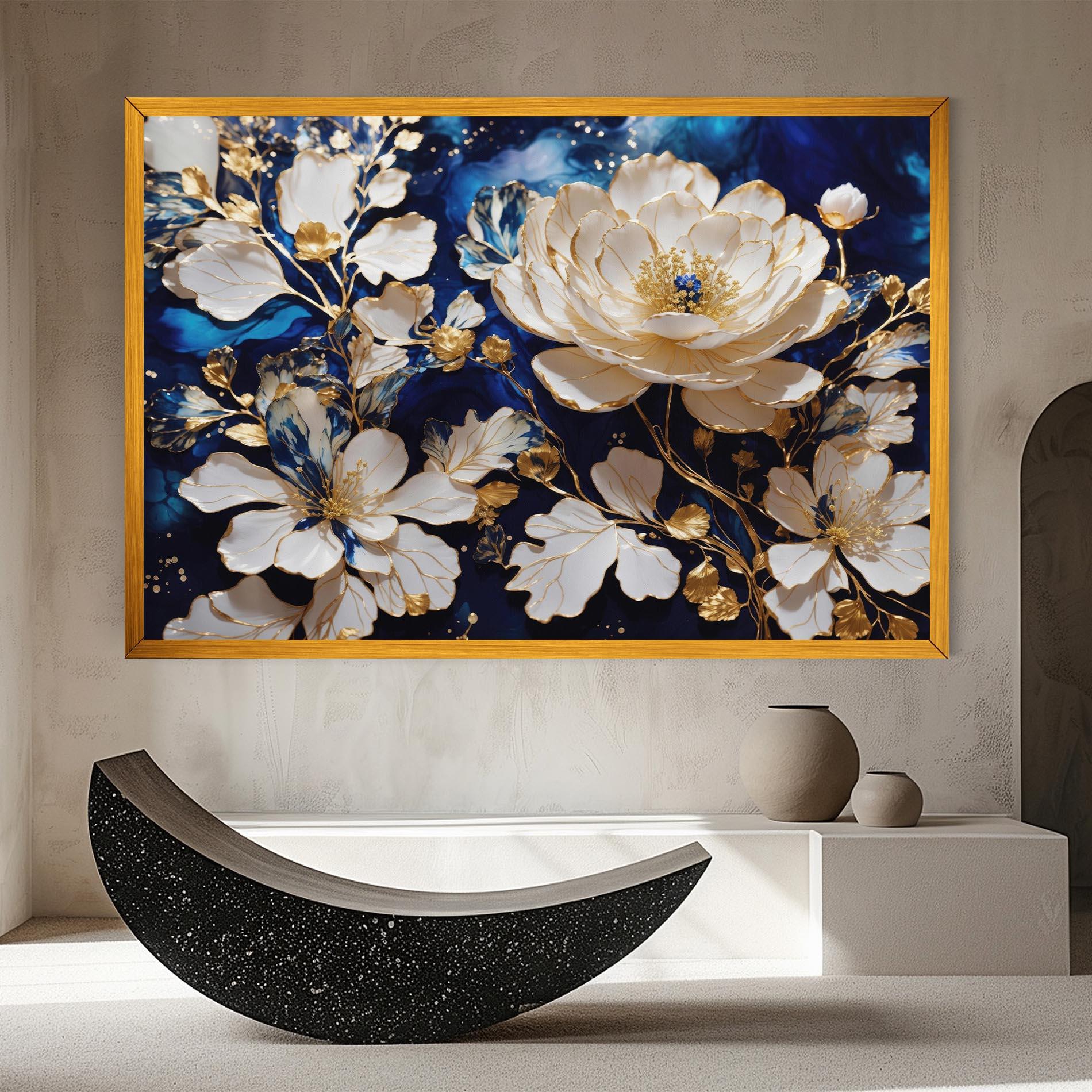 Картина на платно Beautiful Golden White Rose mockup 8