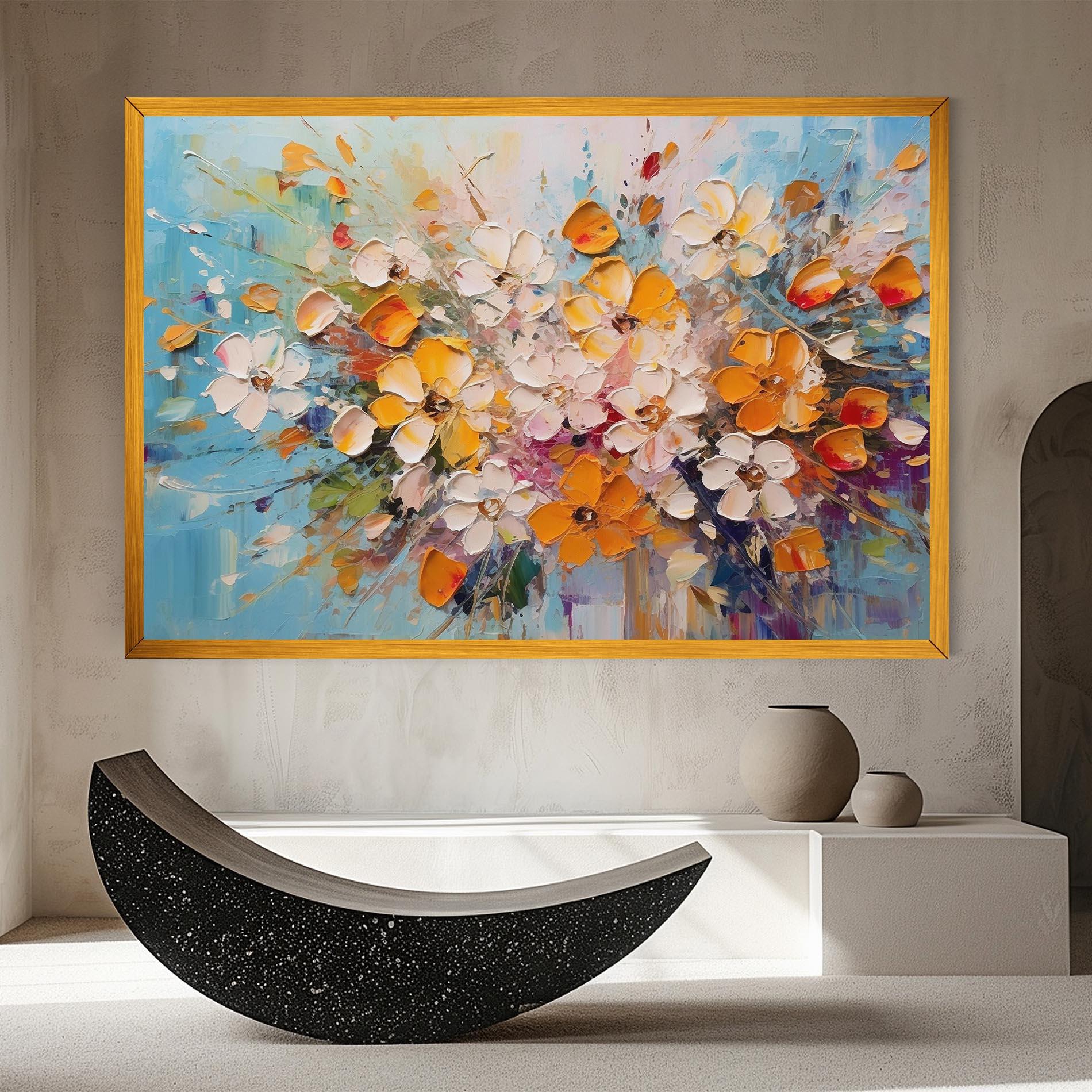 Картина на платно Pretty Flowers On Blue mockup 8