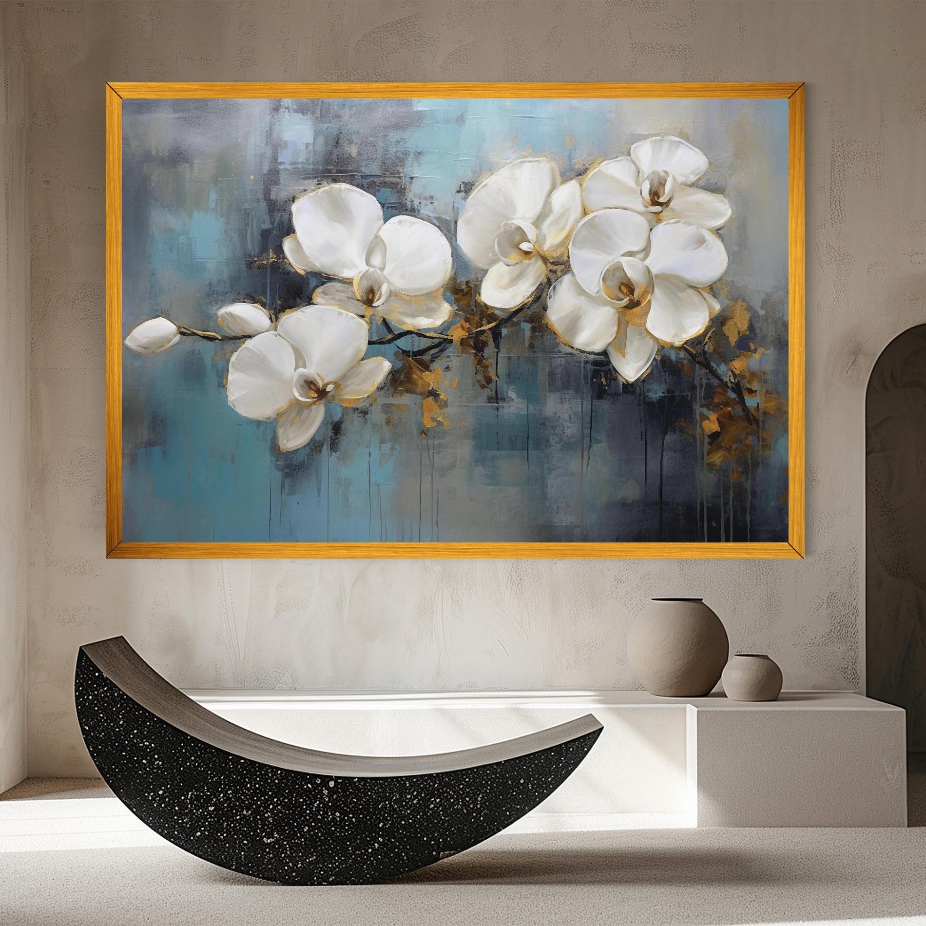 Картина на платно White Orchids Painting mockup 8