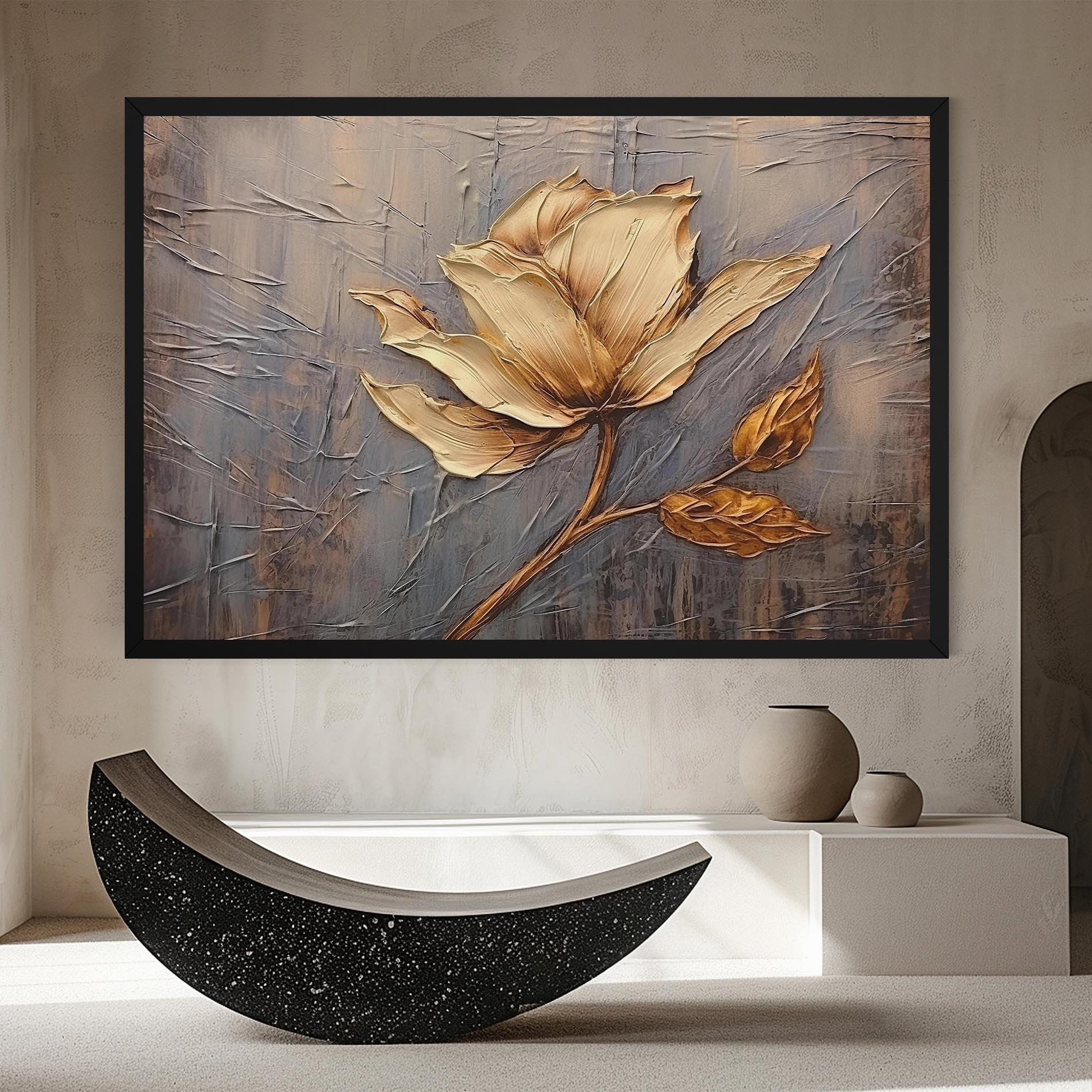 Картина на платно Cream Rose On Blue mockup 8