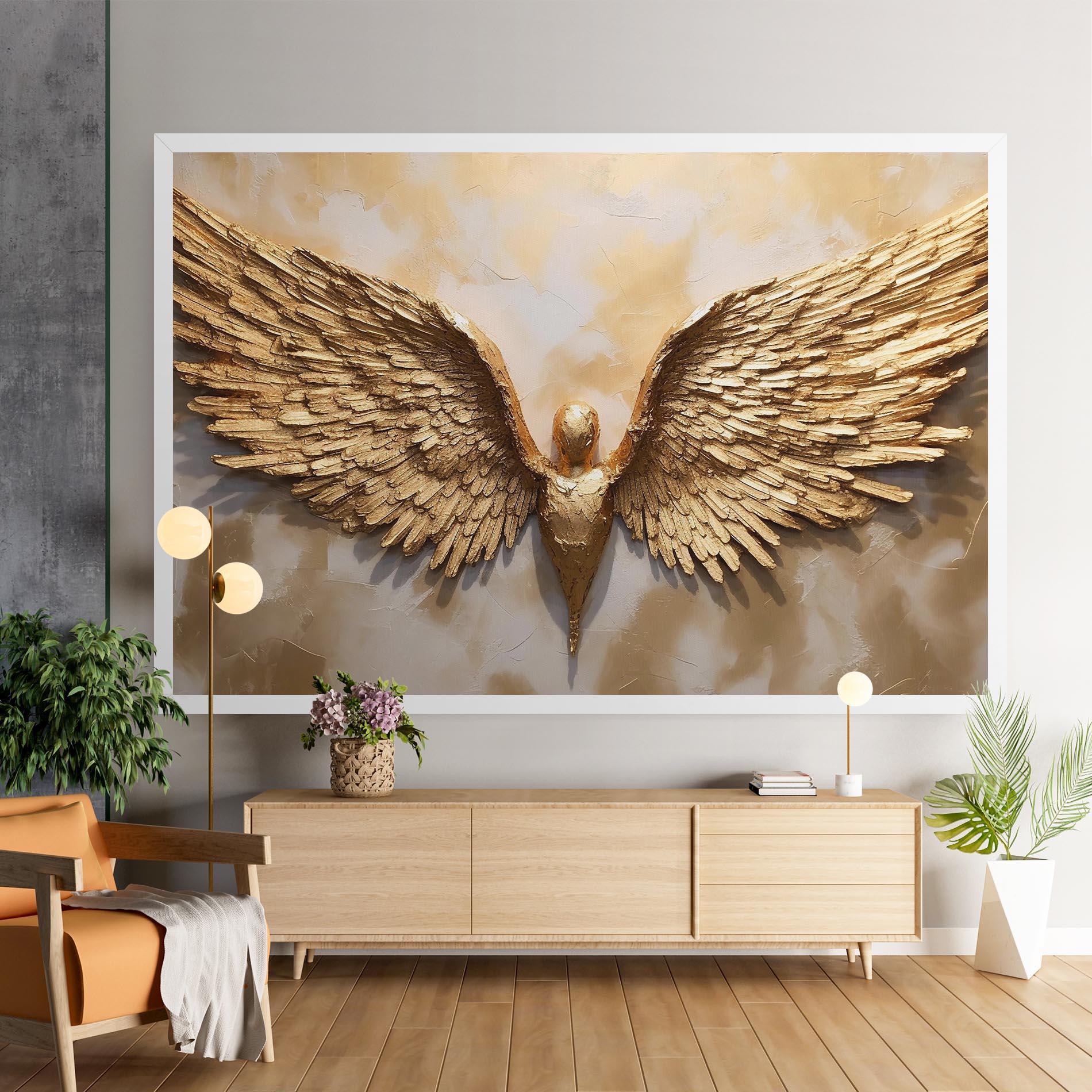Картина на платно Beautiful Gold Wings mockup 9