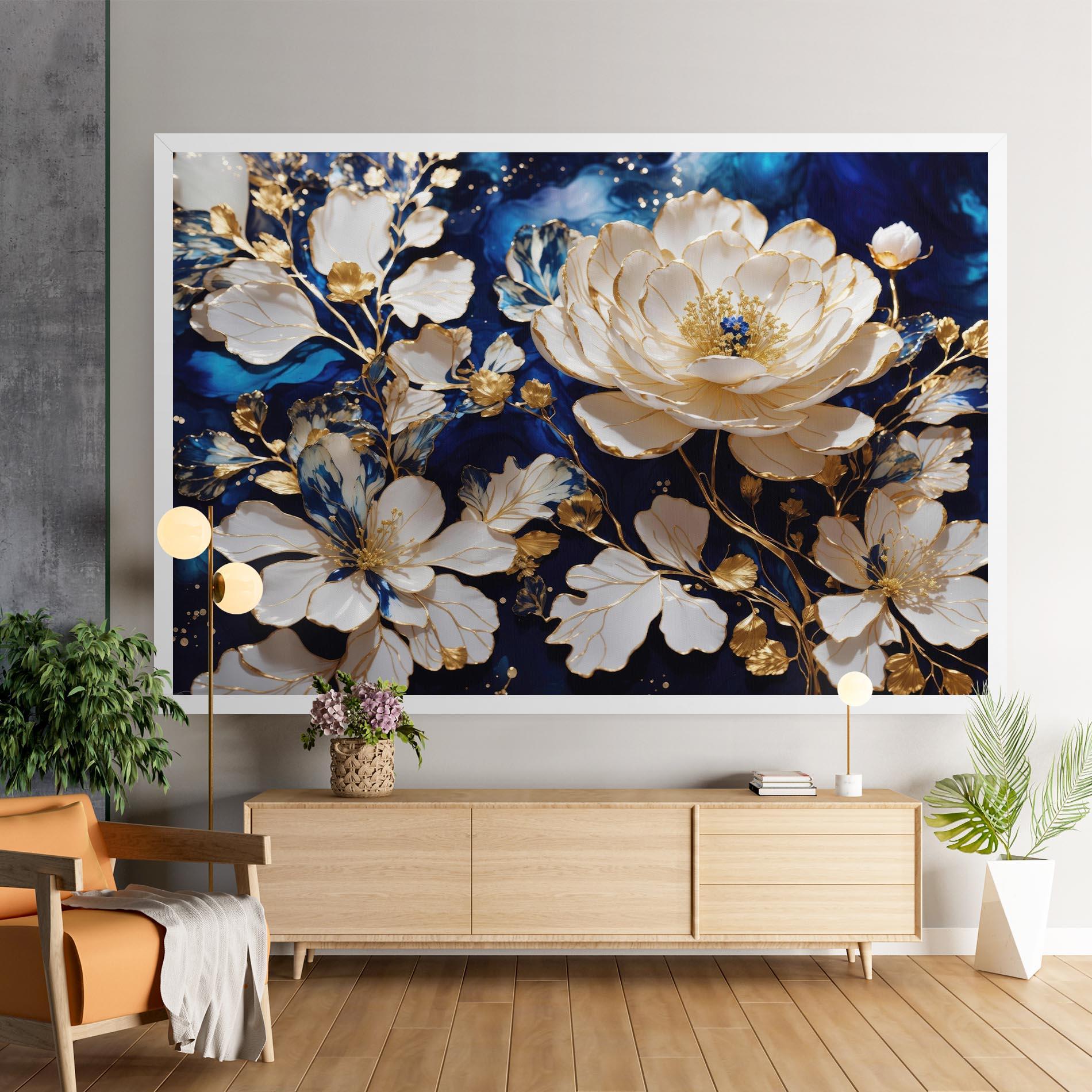 Картина на платно Beautiful Golden White Rose mockup 9