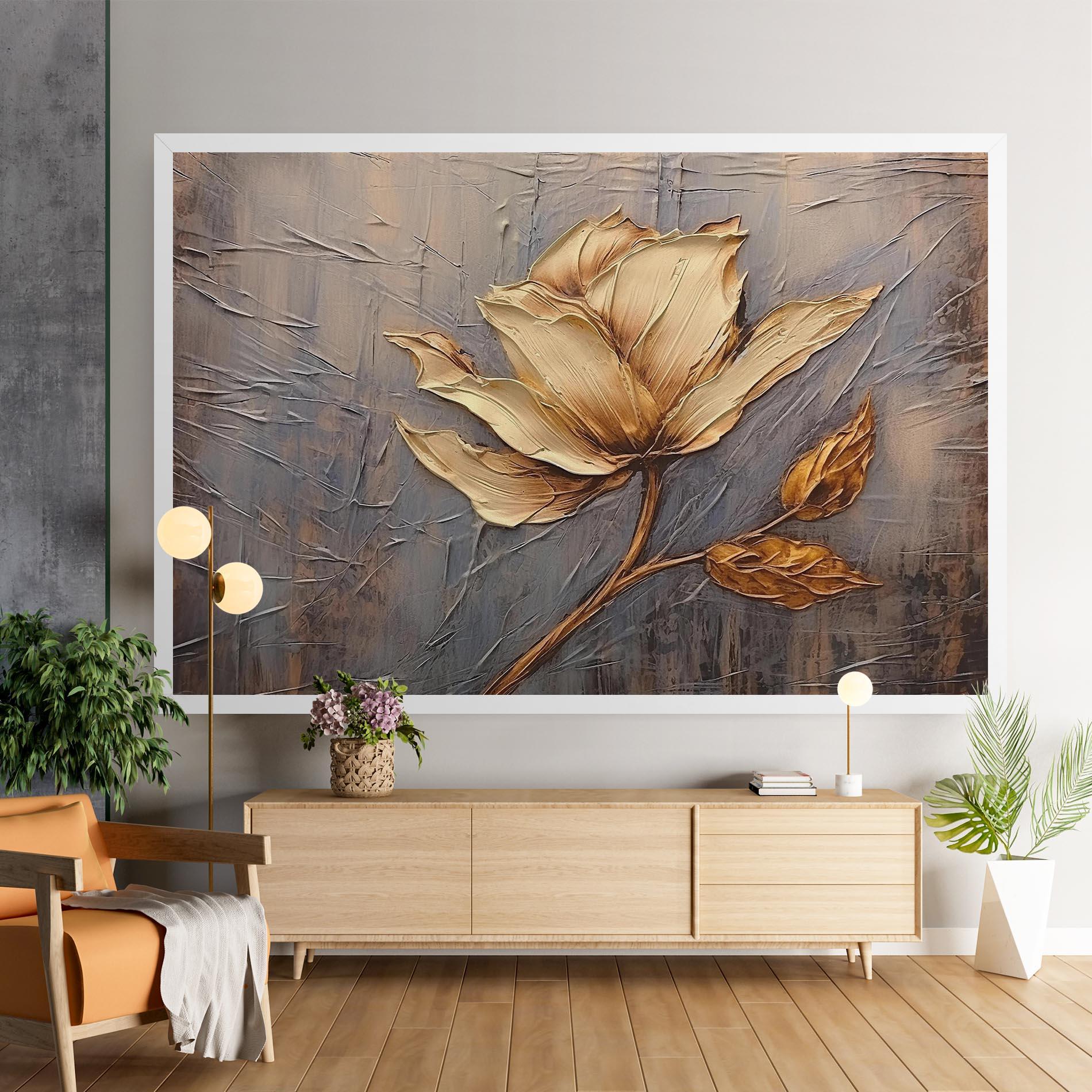 Картина на платно Cream Rose On Blue mockup 9
