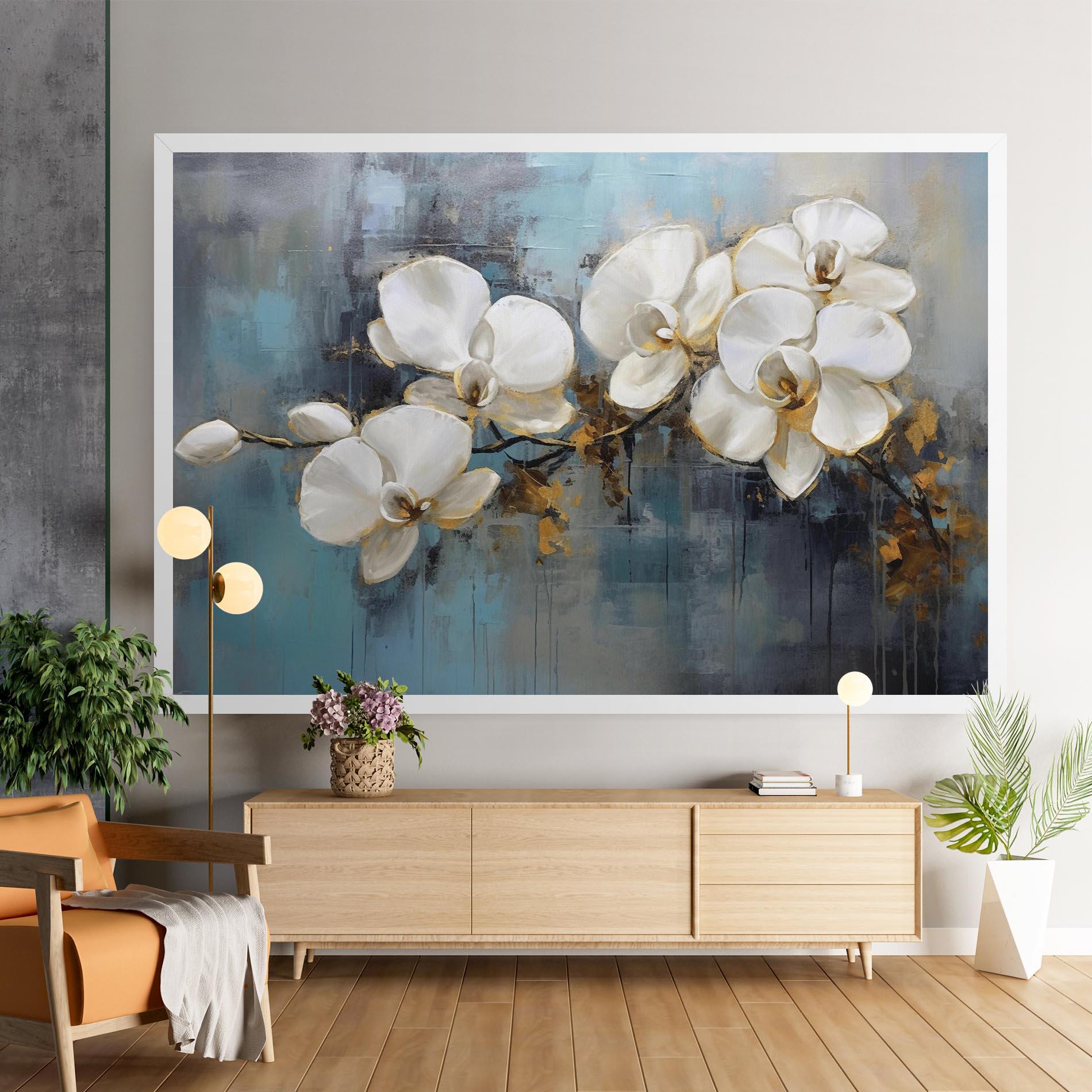 Картина на платно White Orchids Painting mockup 9