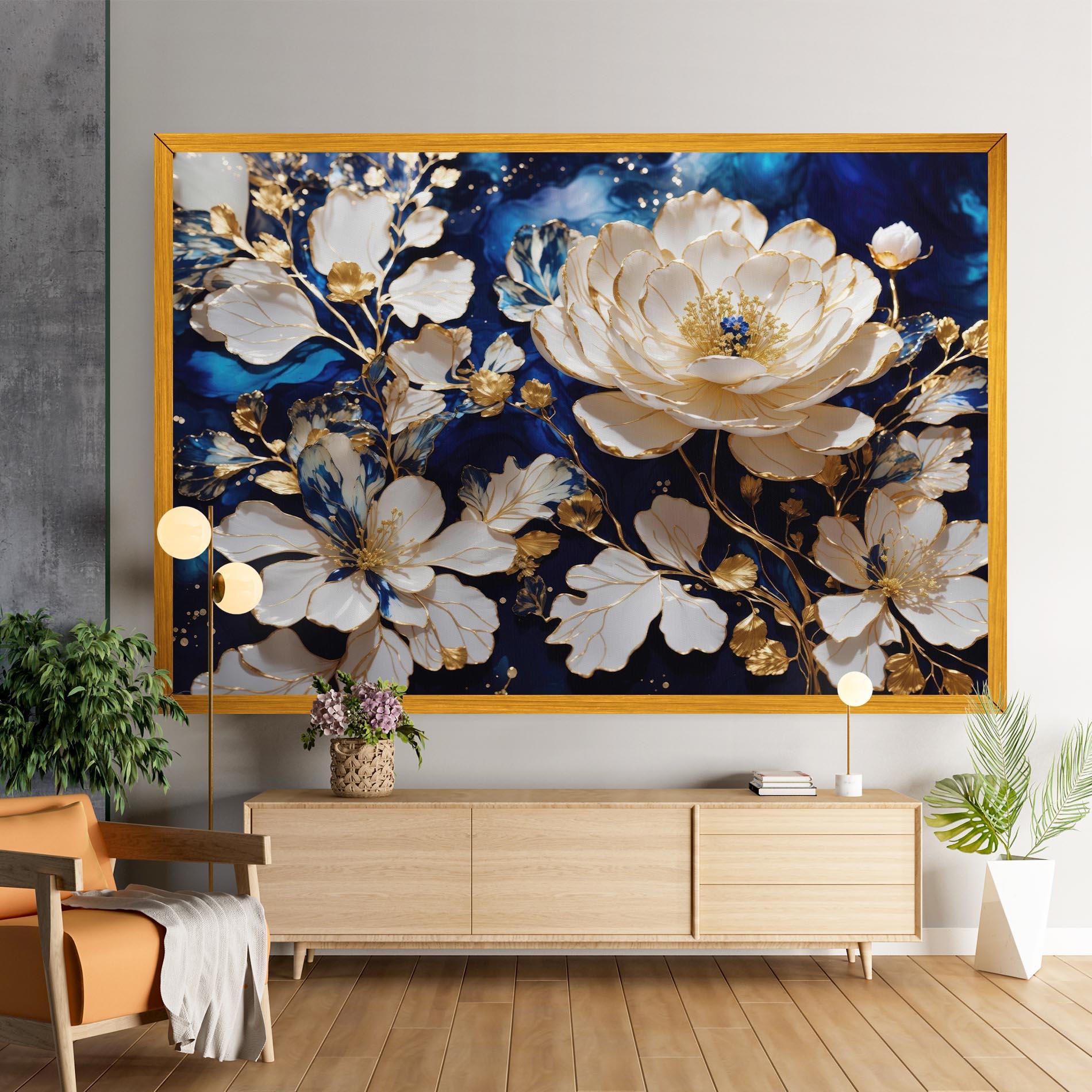 Картина на платно Beautiful Golden White Rose mockup 9