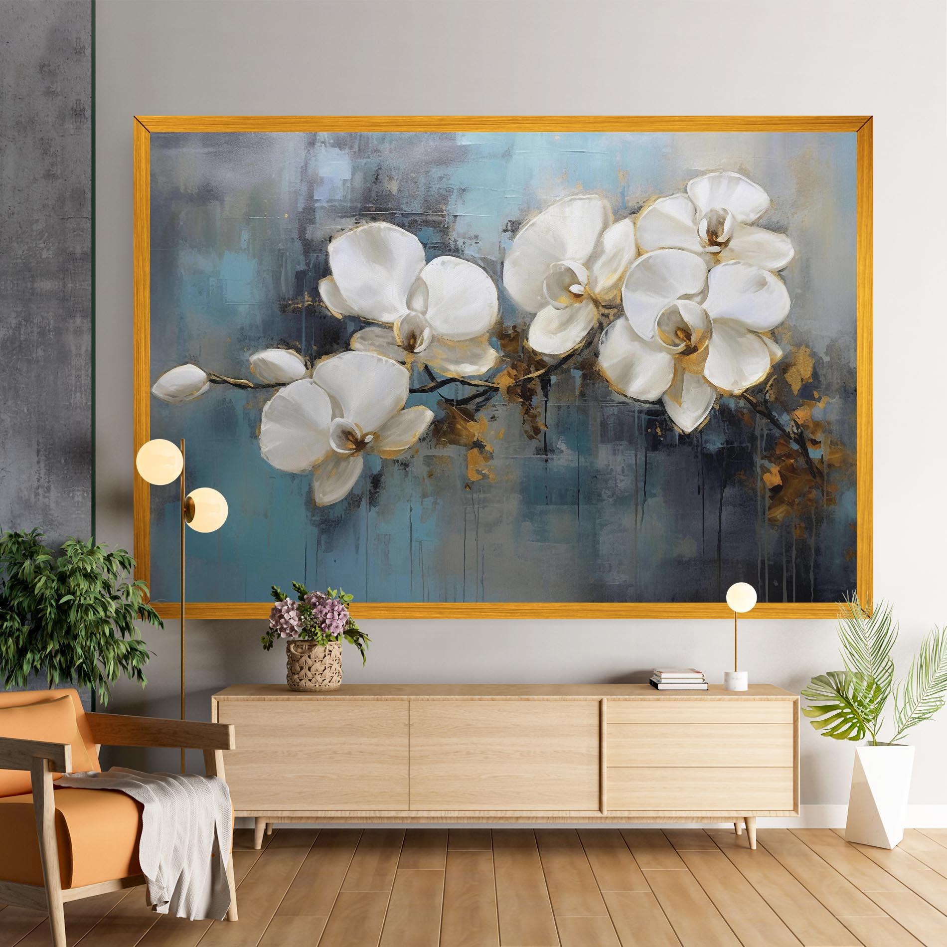 Картина на платно White Orchids Painting mockup 9