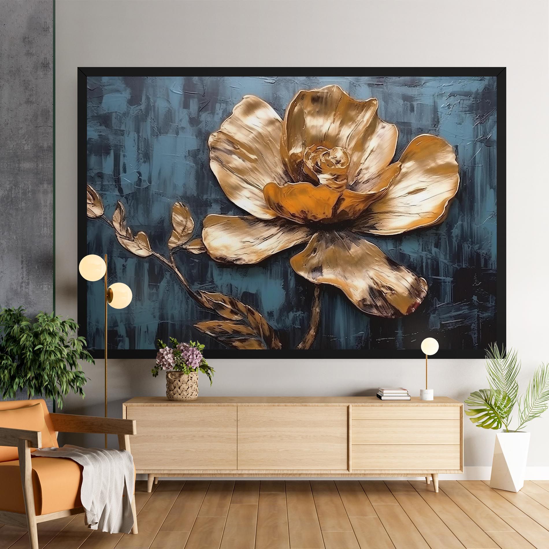 Golden Rose On Blue mockup 9