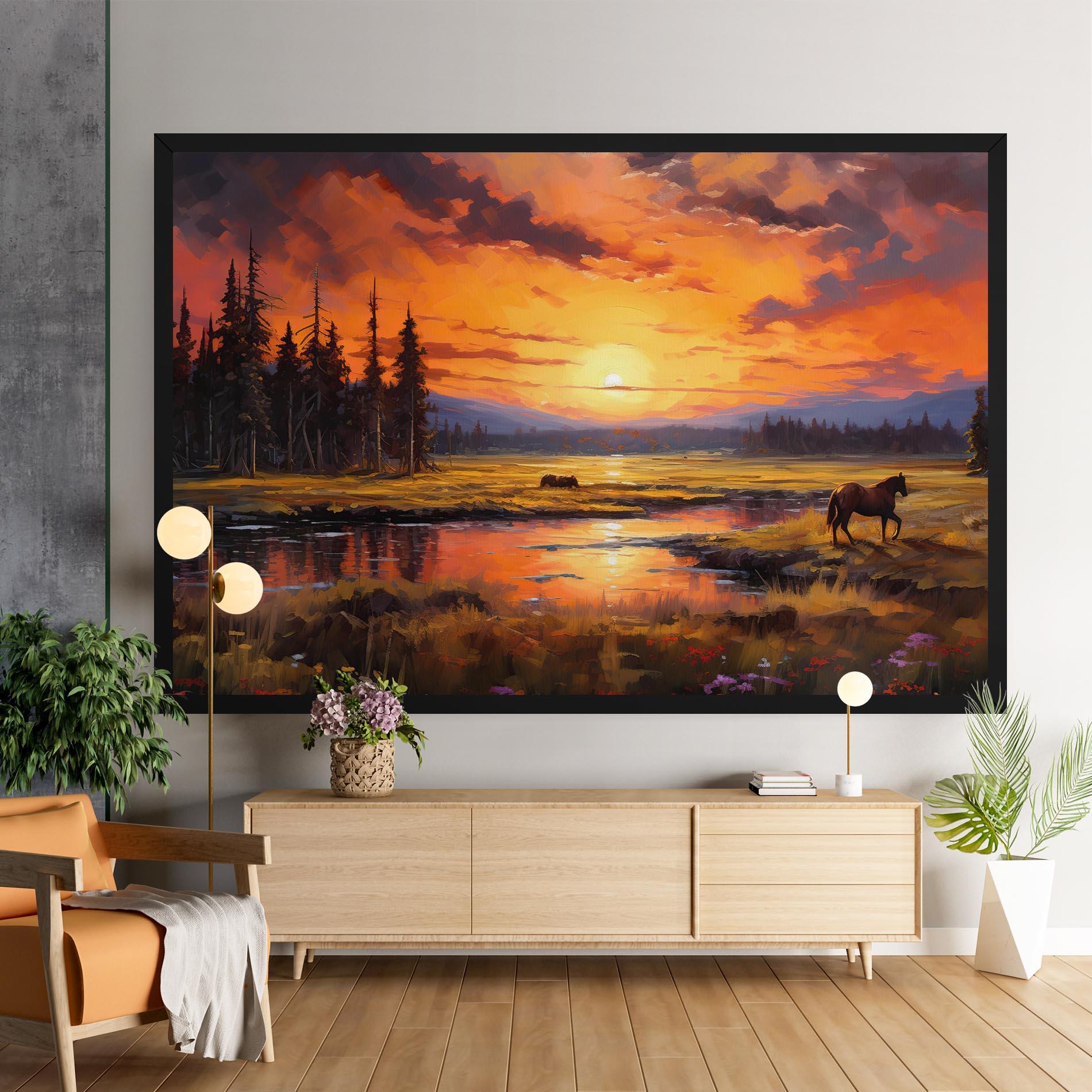 Картина на платно Wild Horses Painting mockup 9