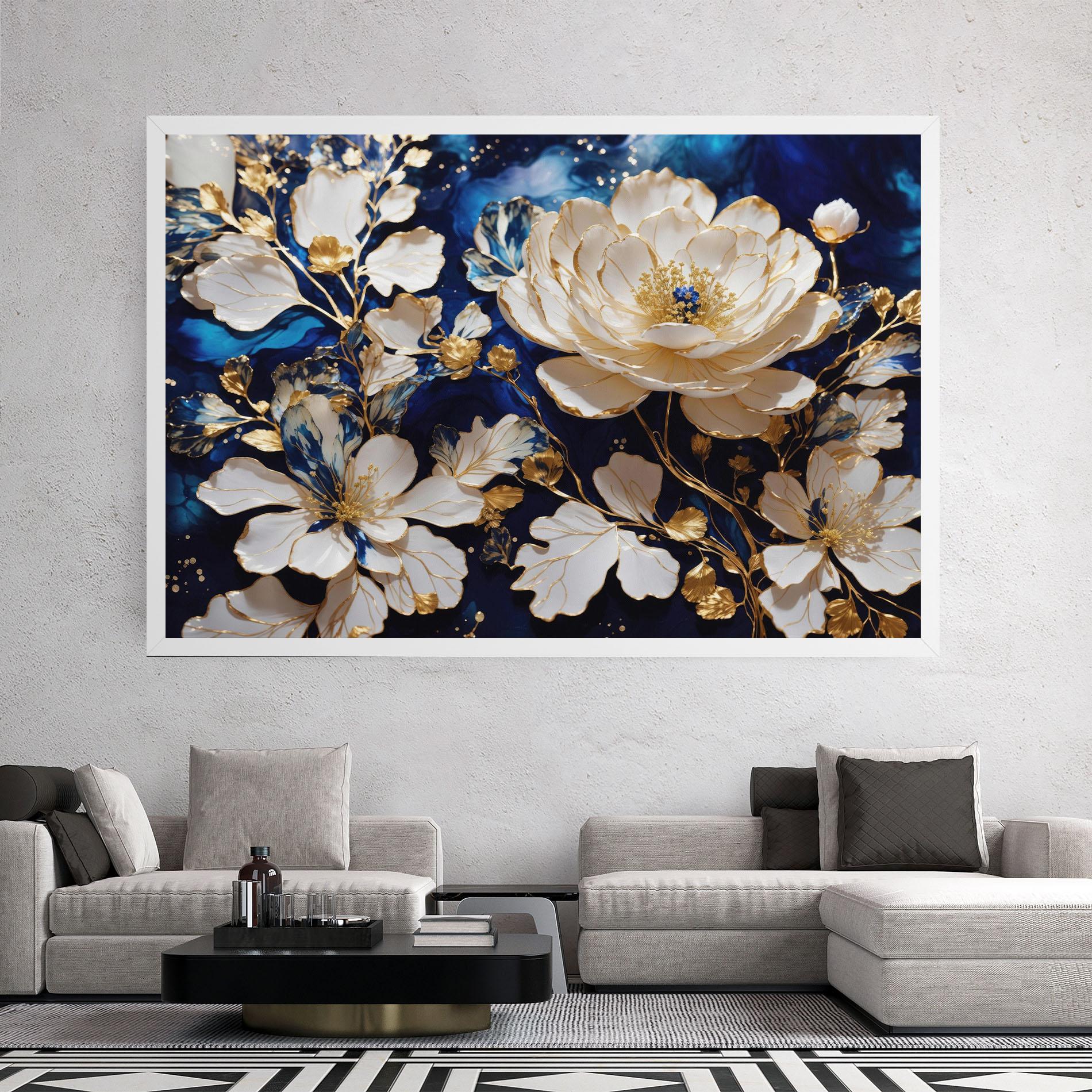 Картина на платно Beautiful Golden White Rose mockup 2