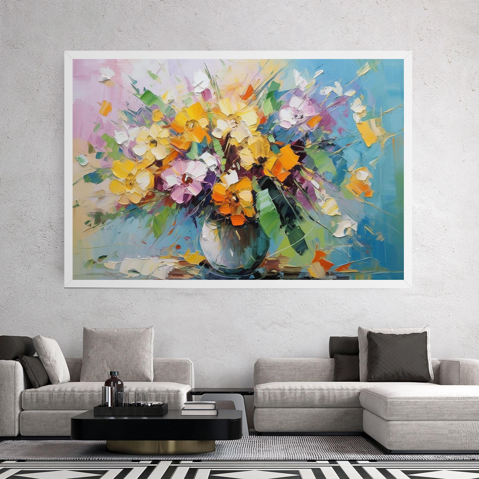 Картина на платно Colorfull Flowers Painting mockup 2