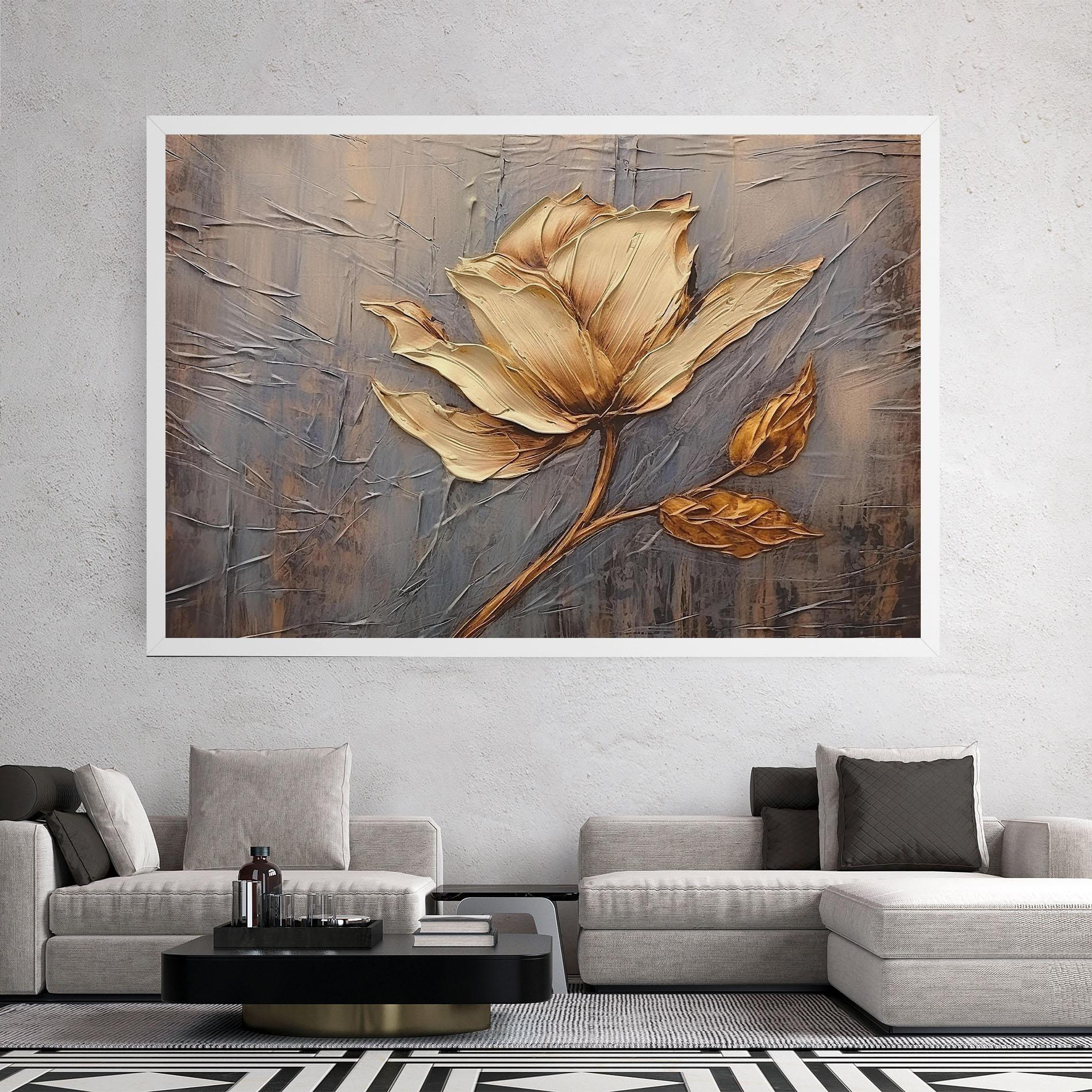 Картина на платно Cream Rose On Blue mockup 2